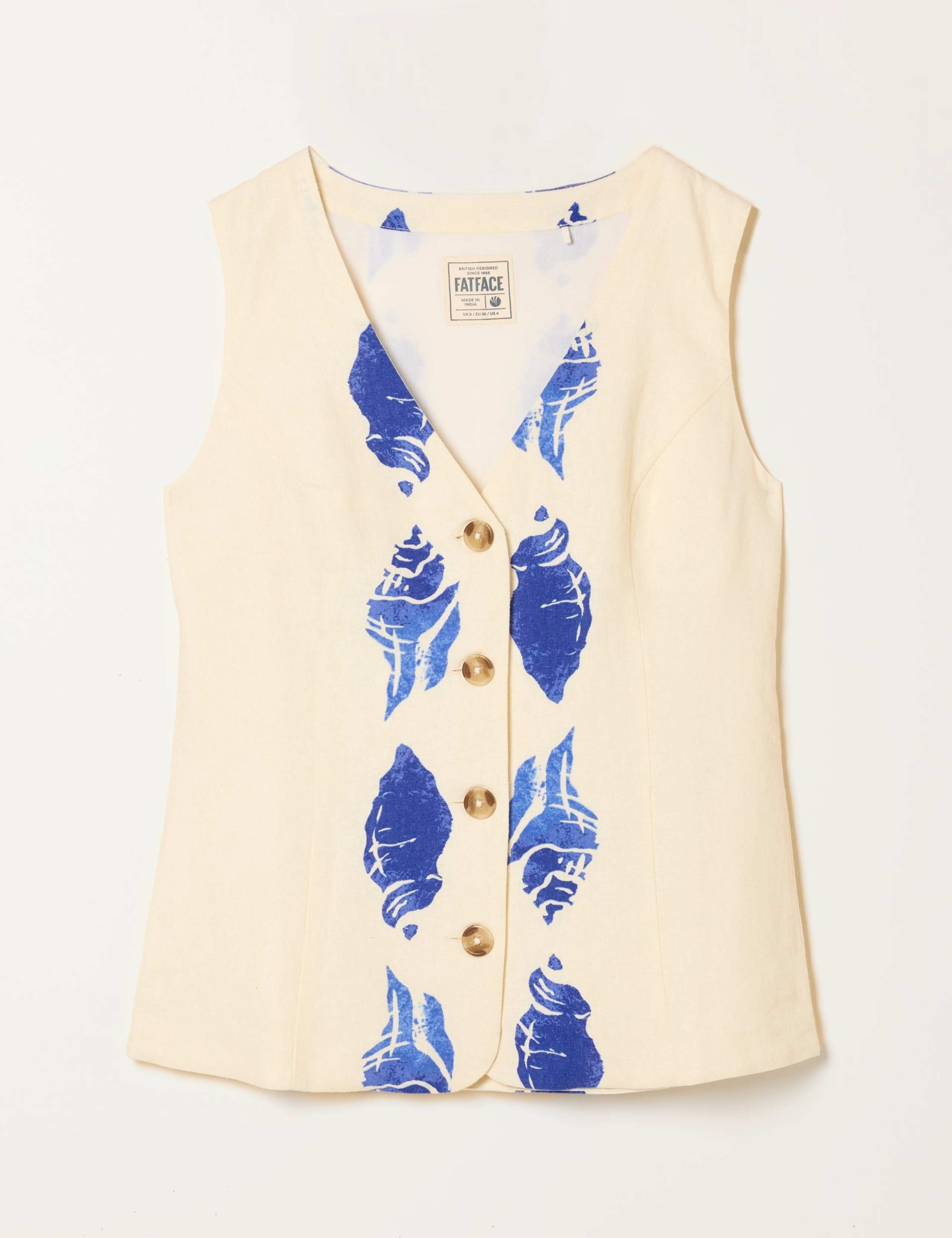 Linen Rich Shell Print Waistcoat 2 of 6