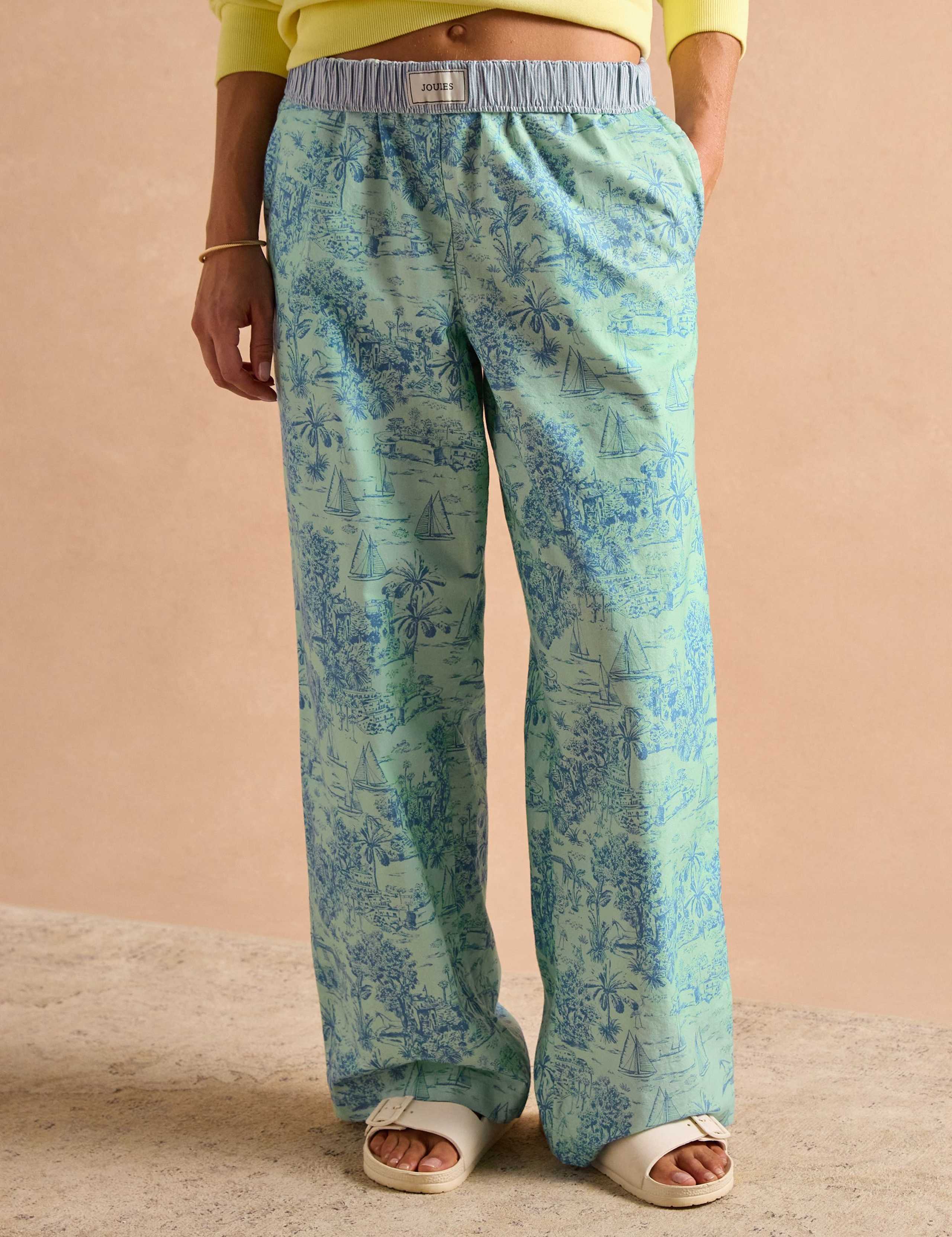 Pure Cotton Printed Wide Leg Pyjama Bottoms 1 of 9
