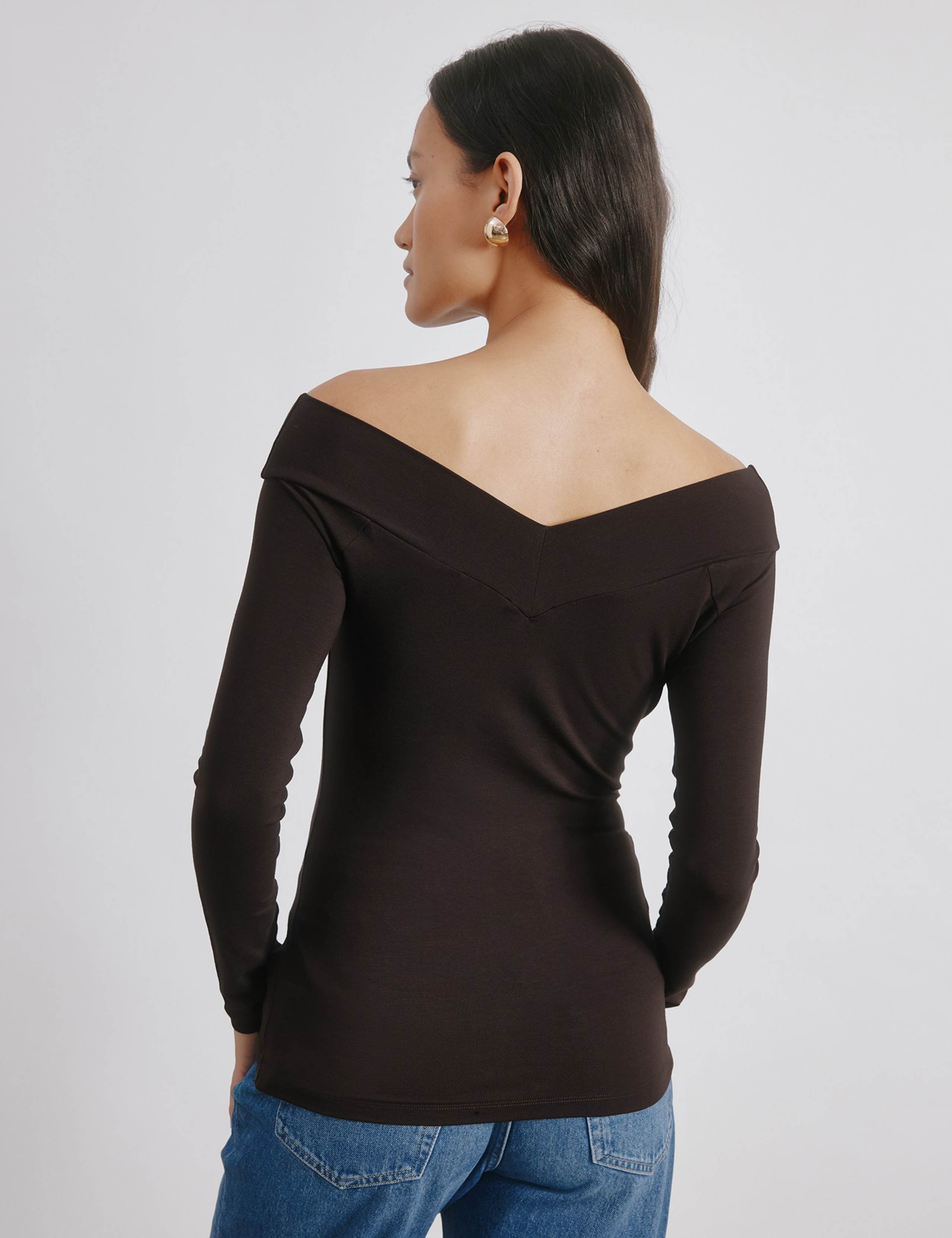 V-Neck Bardot Top 3 of 4