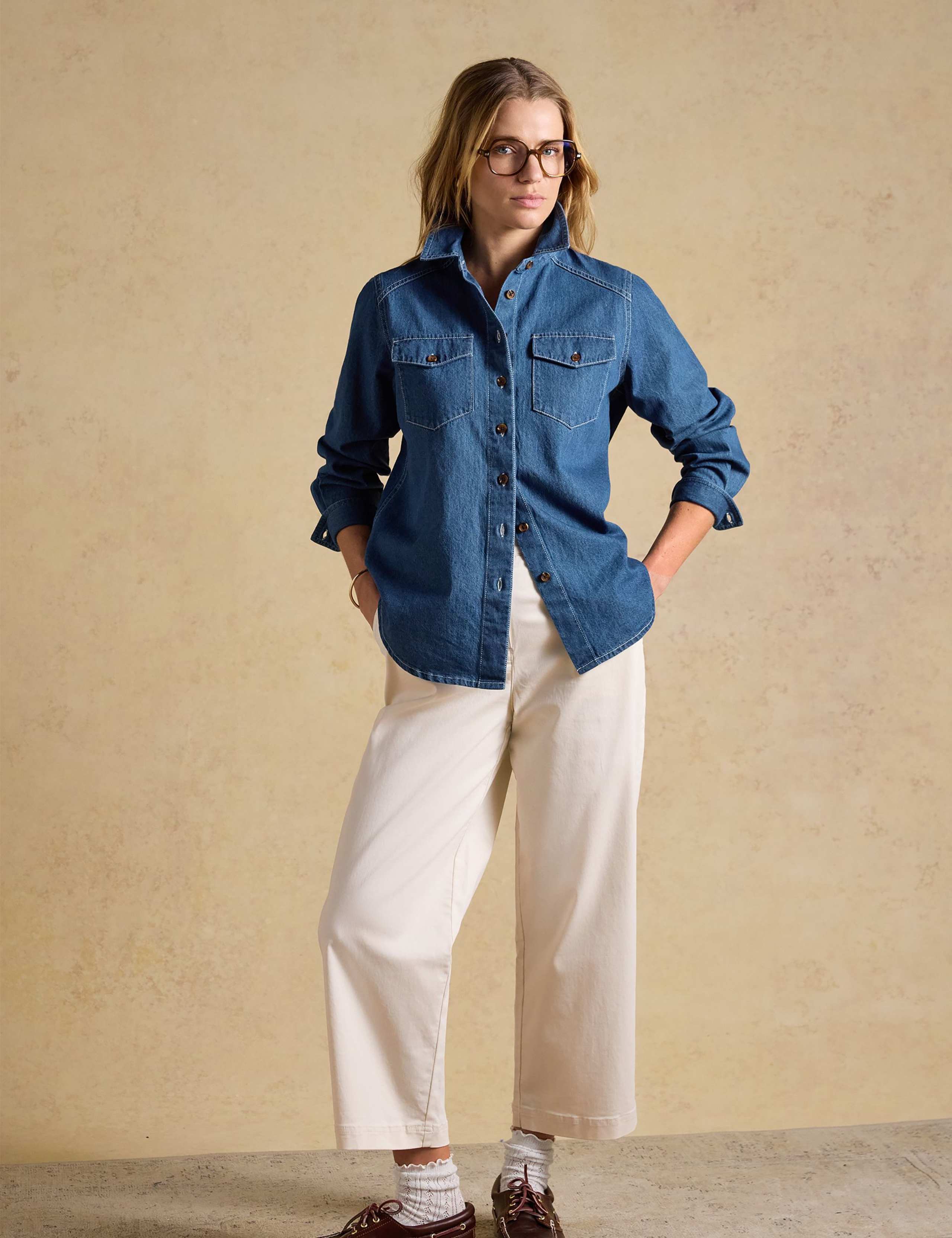 Cotton Rich Wide Leg Cropped Chinos 1 of 6