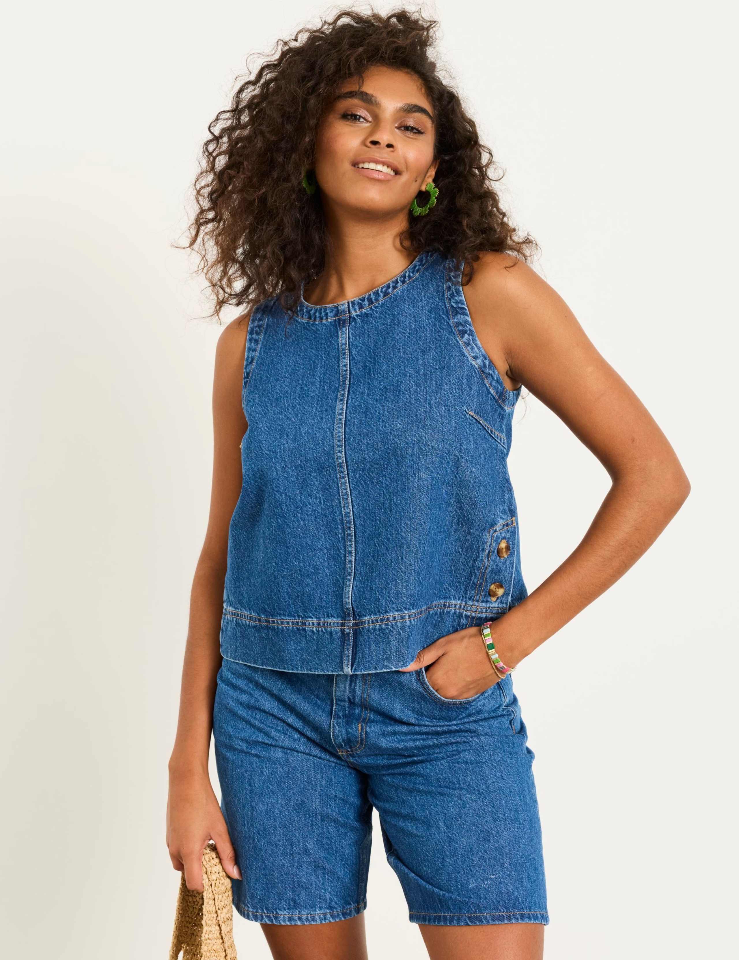 Denim Button Detail Vest 4 of 5