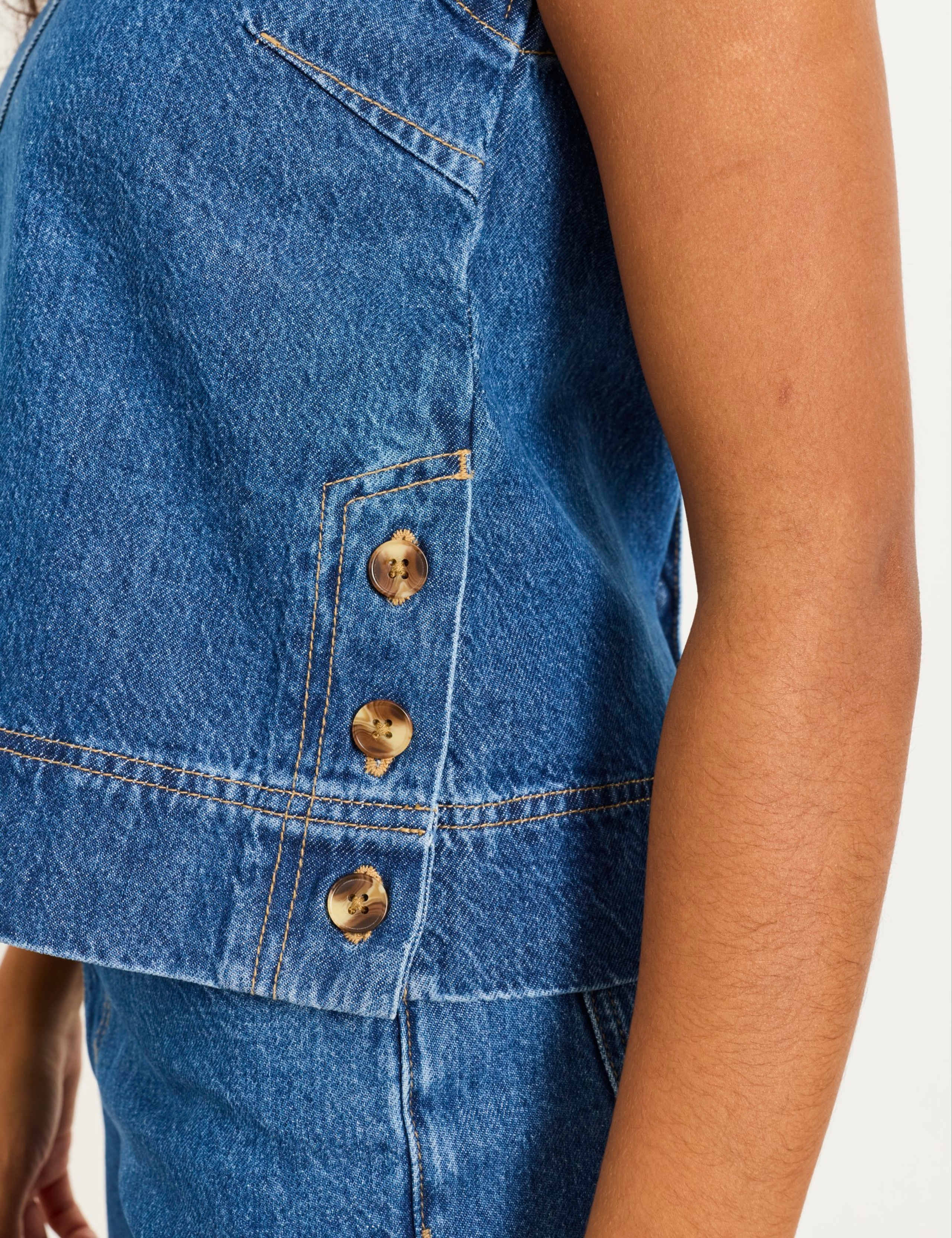 Denim Button Detail Vest 5 of 5