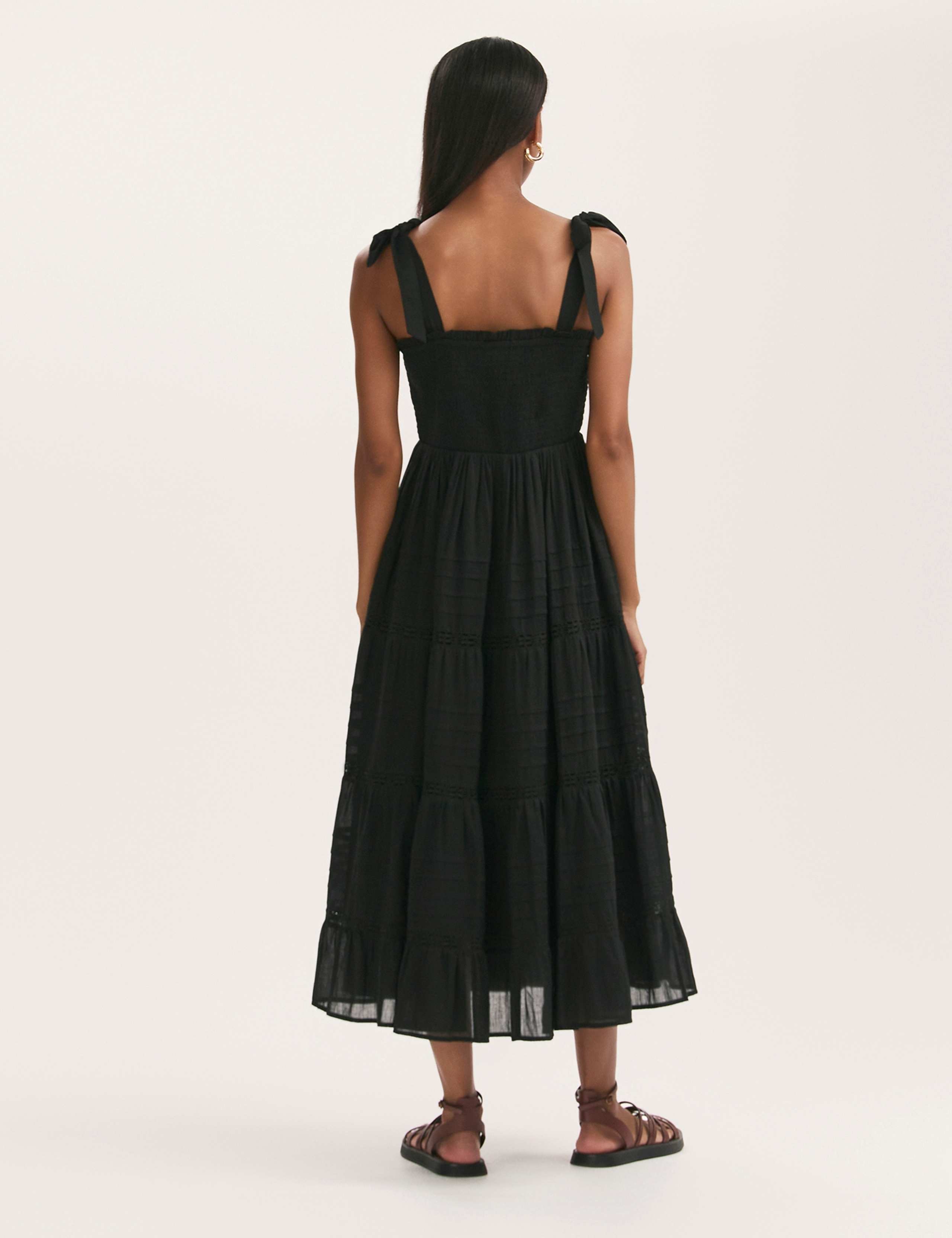 Pure Cotton Square Neck Midi Tiered Dress 3 of 4