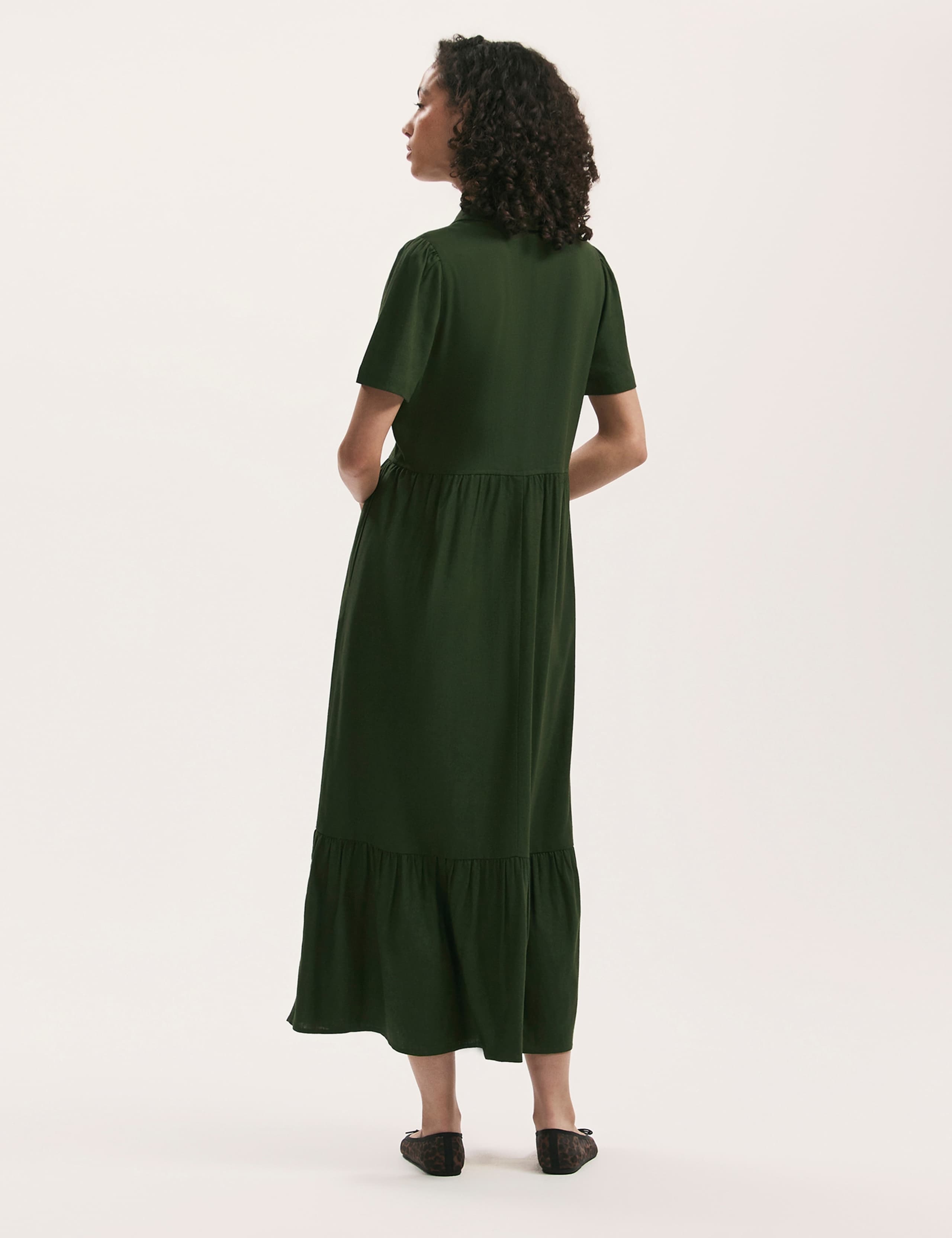 Linen Blend Midi Shirt Dress 3 of 4