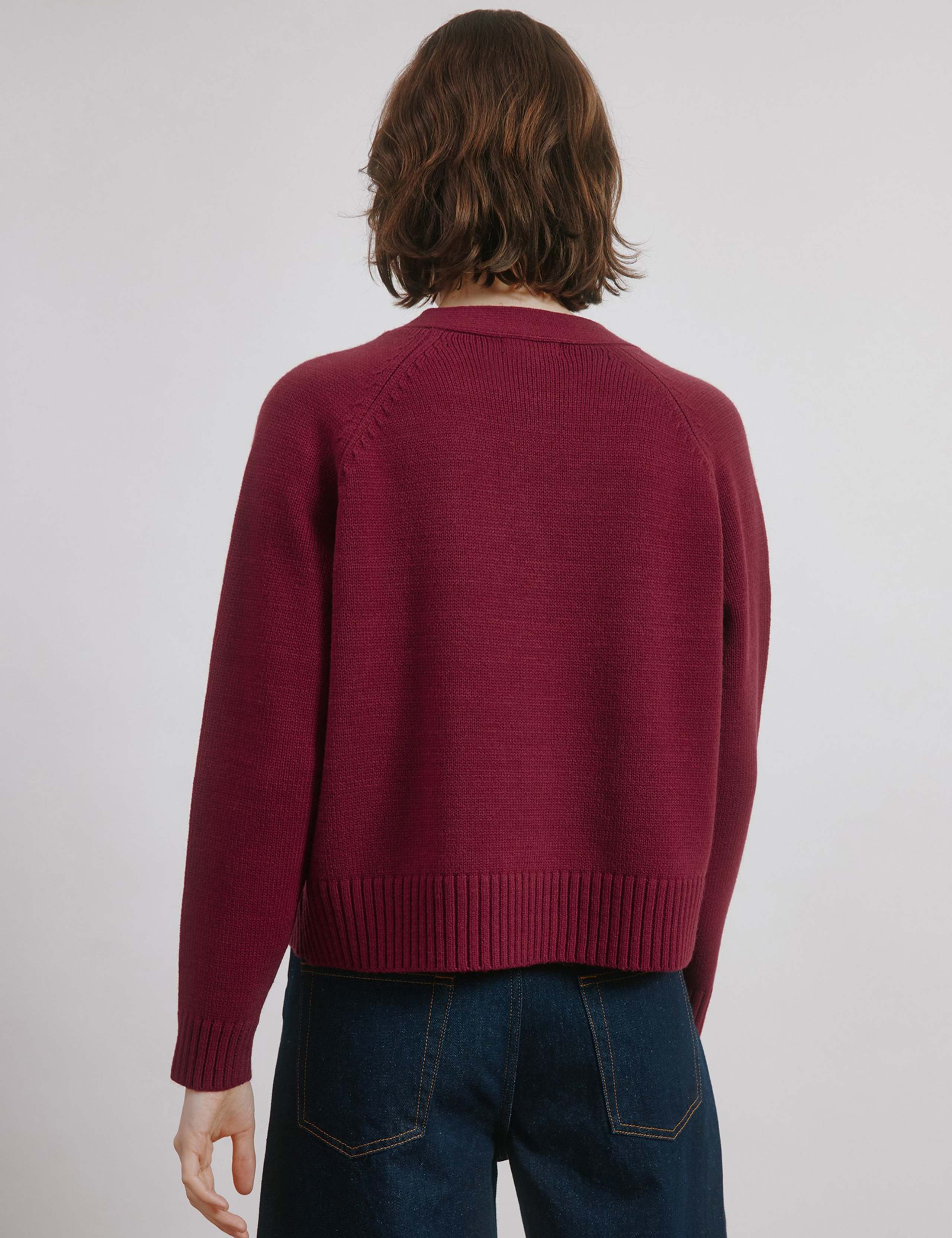 V-Neck Relaxed Cardigan with Wool 4 of 5