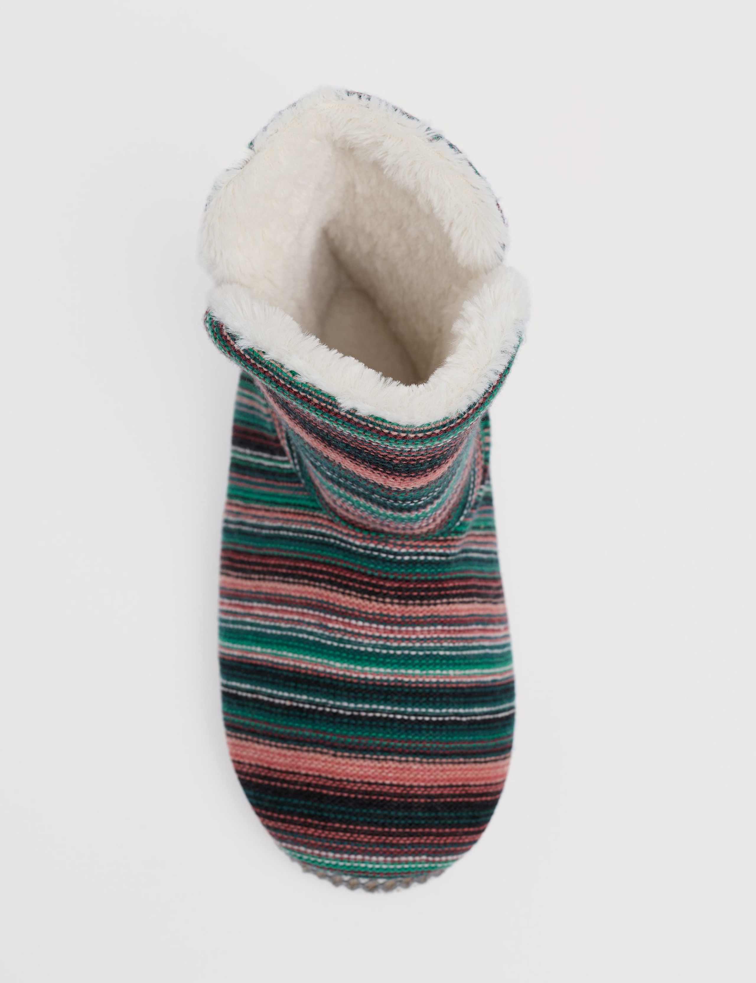 Striped Slipper Boots with Wool 3 of 5