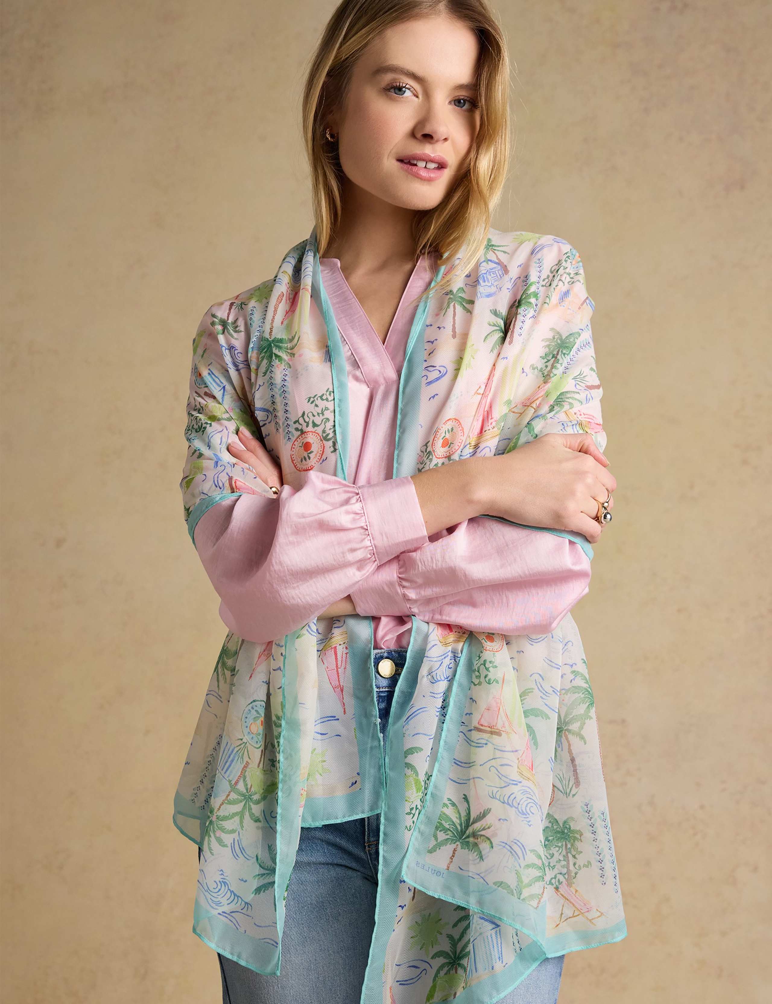 Palm Print Lightweight Rectangle Scarf 2 of 9