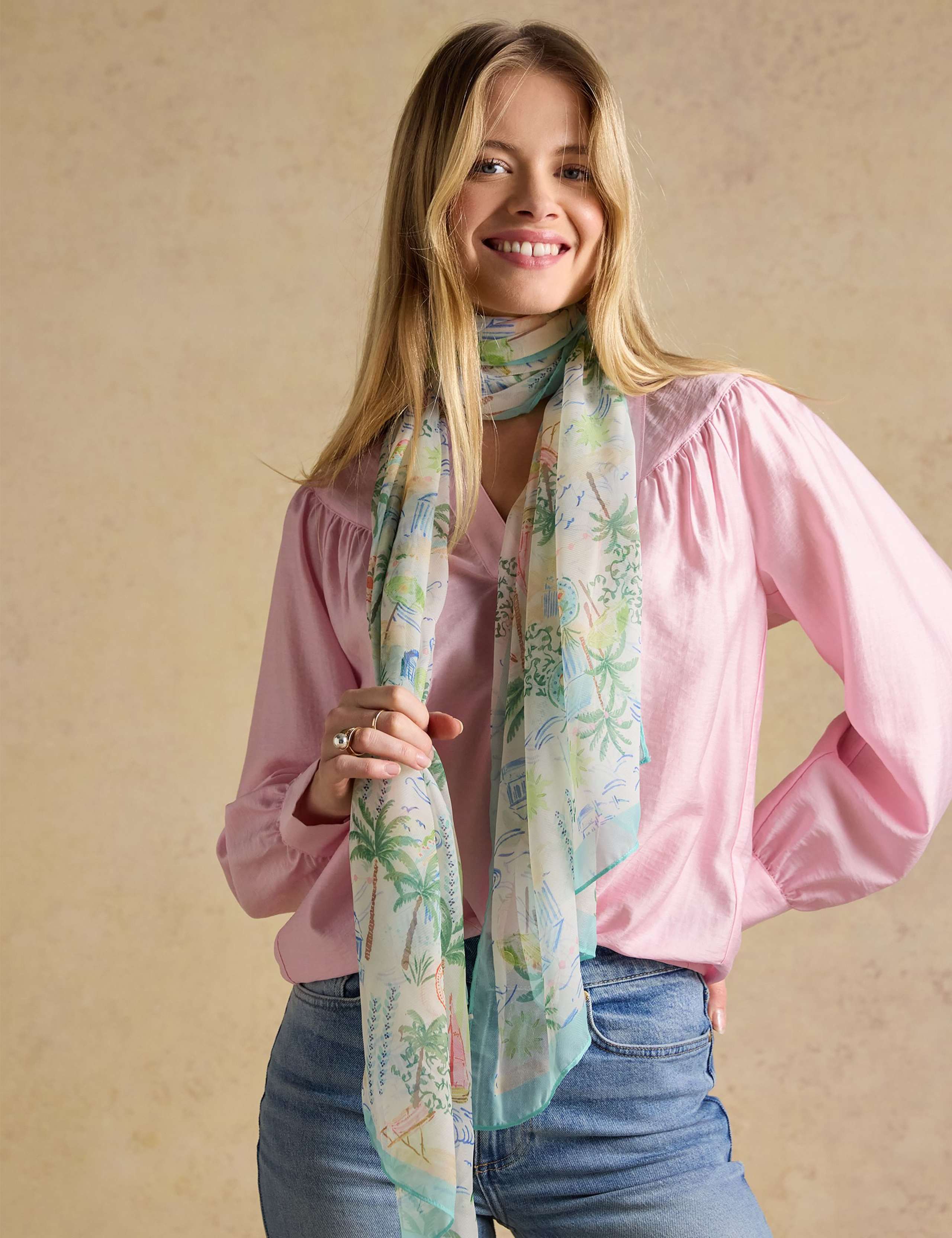 Palm Print Lightweight Rectangle Scarf 3 of 9