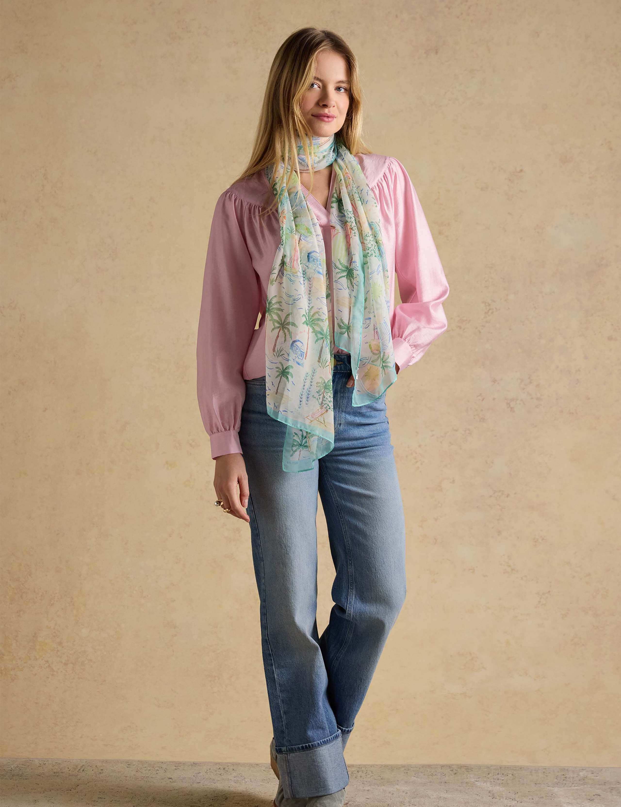 Palm Print Lightweight Rectangle Scarf 4 of 9