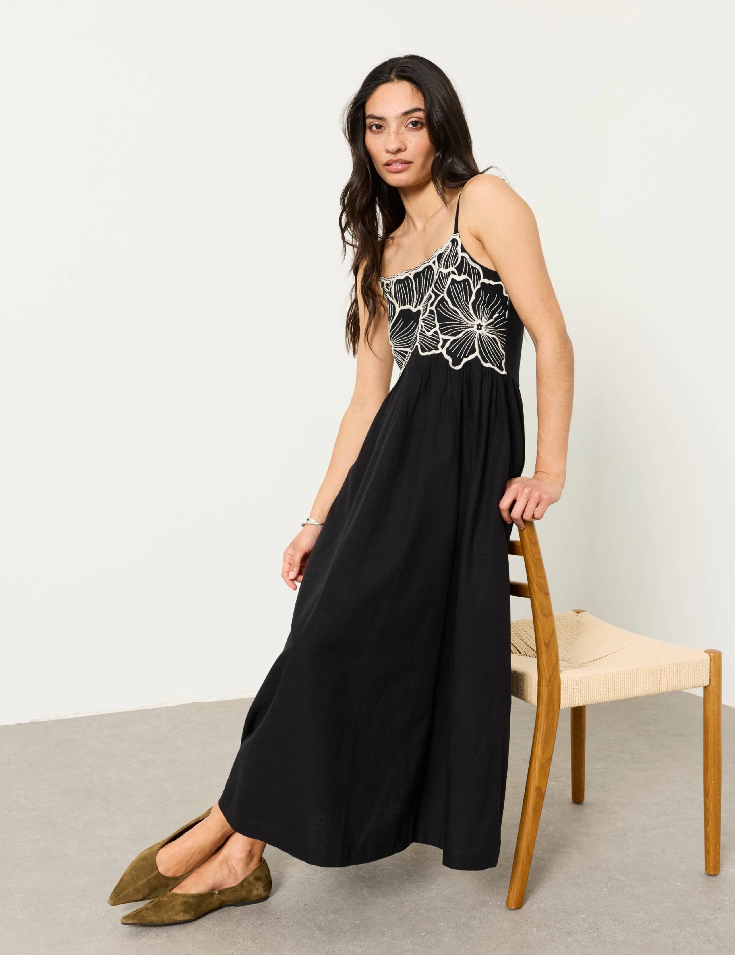 Hazel Cotton Blend Embroidered Midi Dress 4 of 5