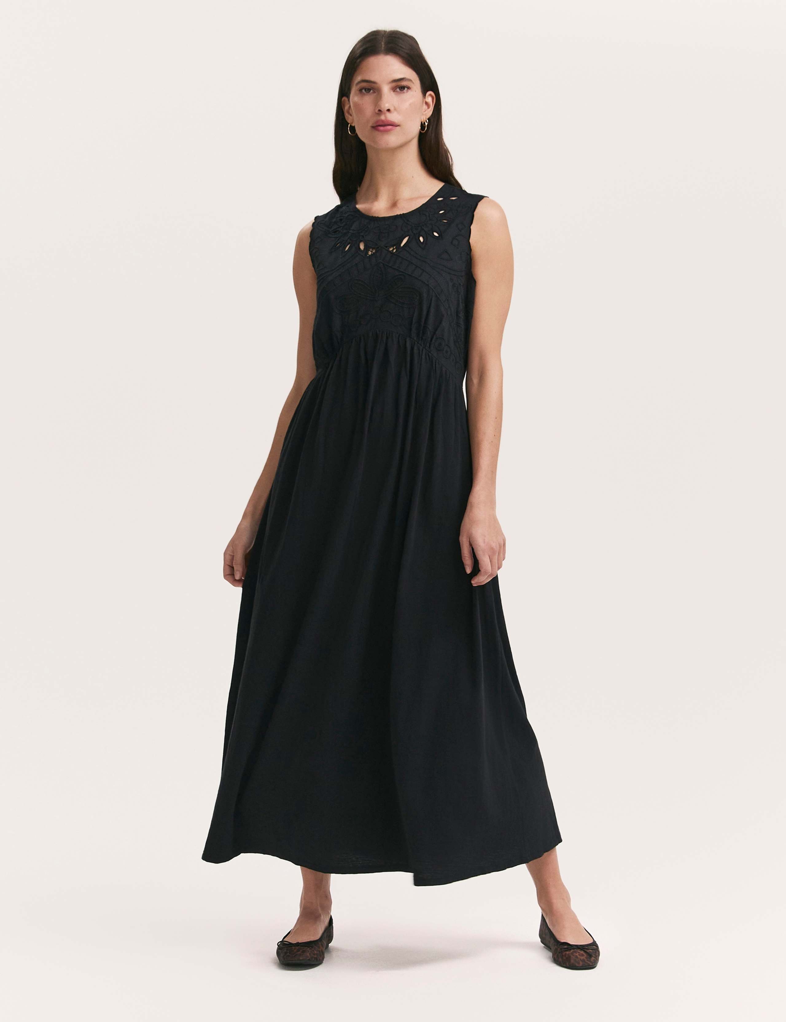 Pure Cotton Embroidered Midi Smock Dress 2 of 4