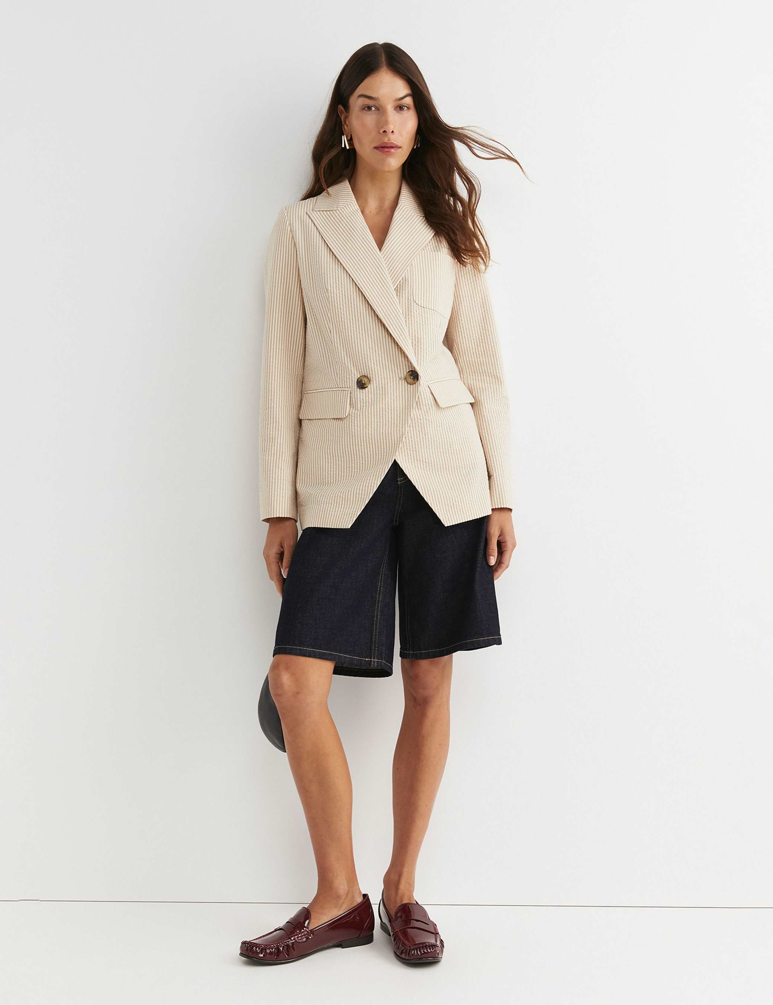 Pure Cotton Striped Double Breasted Blazer 2 of 6