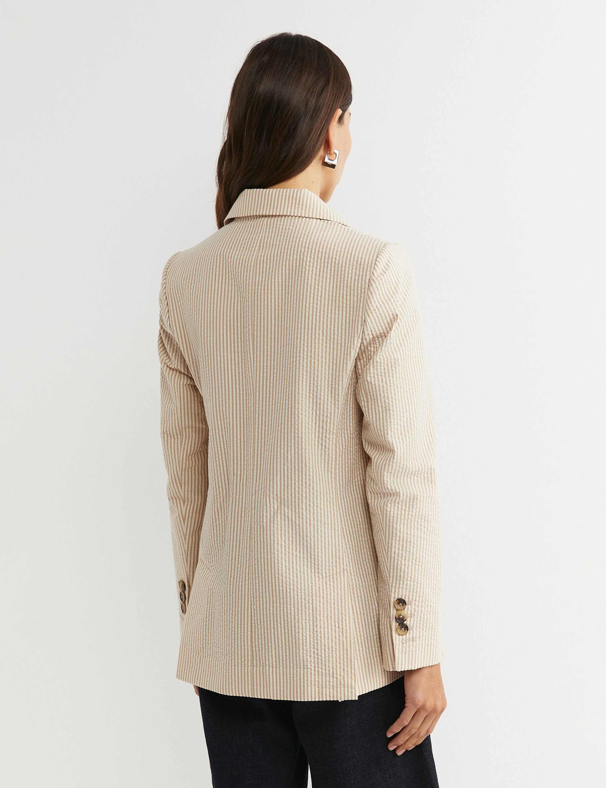 Pure Cotton Striped Double Breasted Blazer 4 of 6