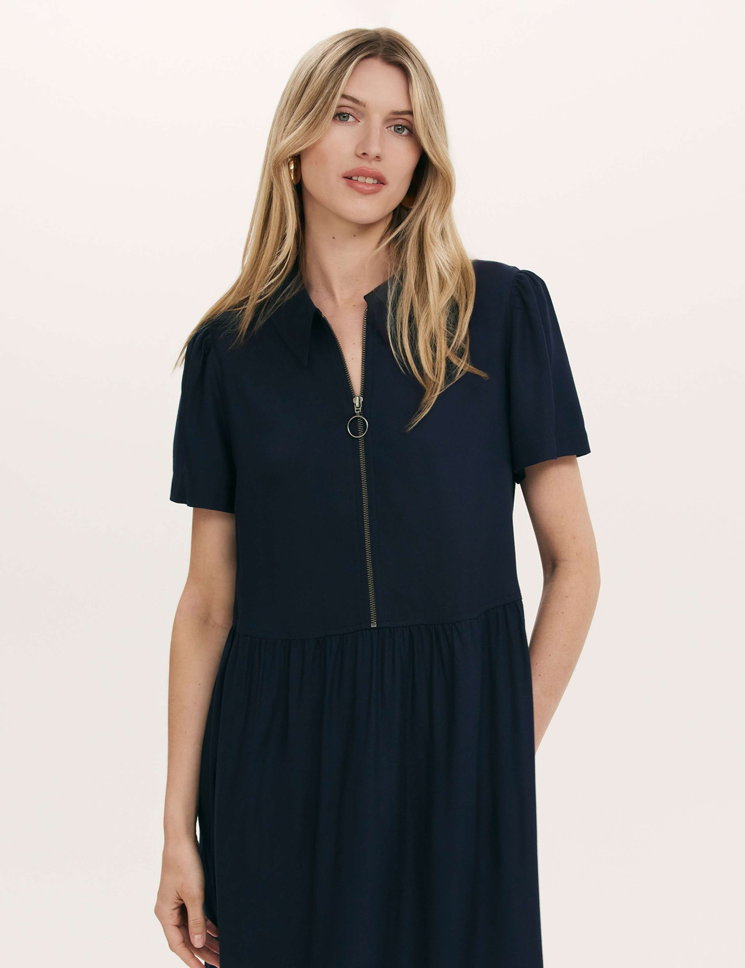 Zip Up Midi Shirt Dress 1 of 5