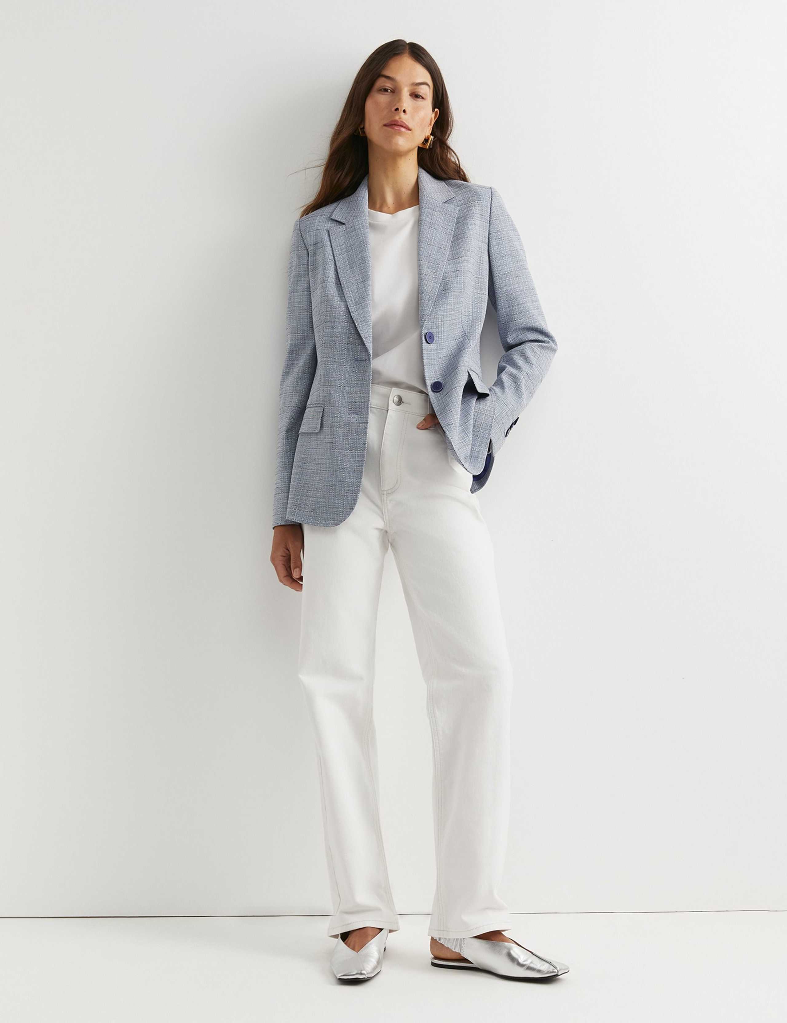 Tailored Textured Blazer with Linen 2 of 5