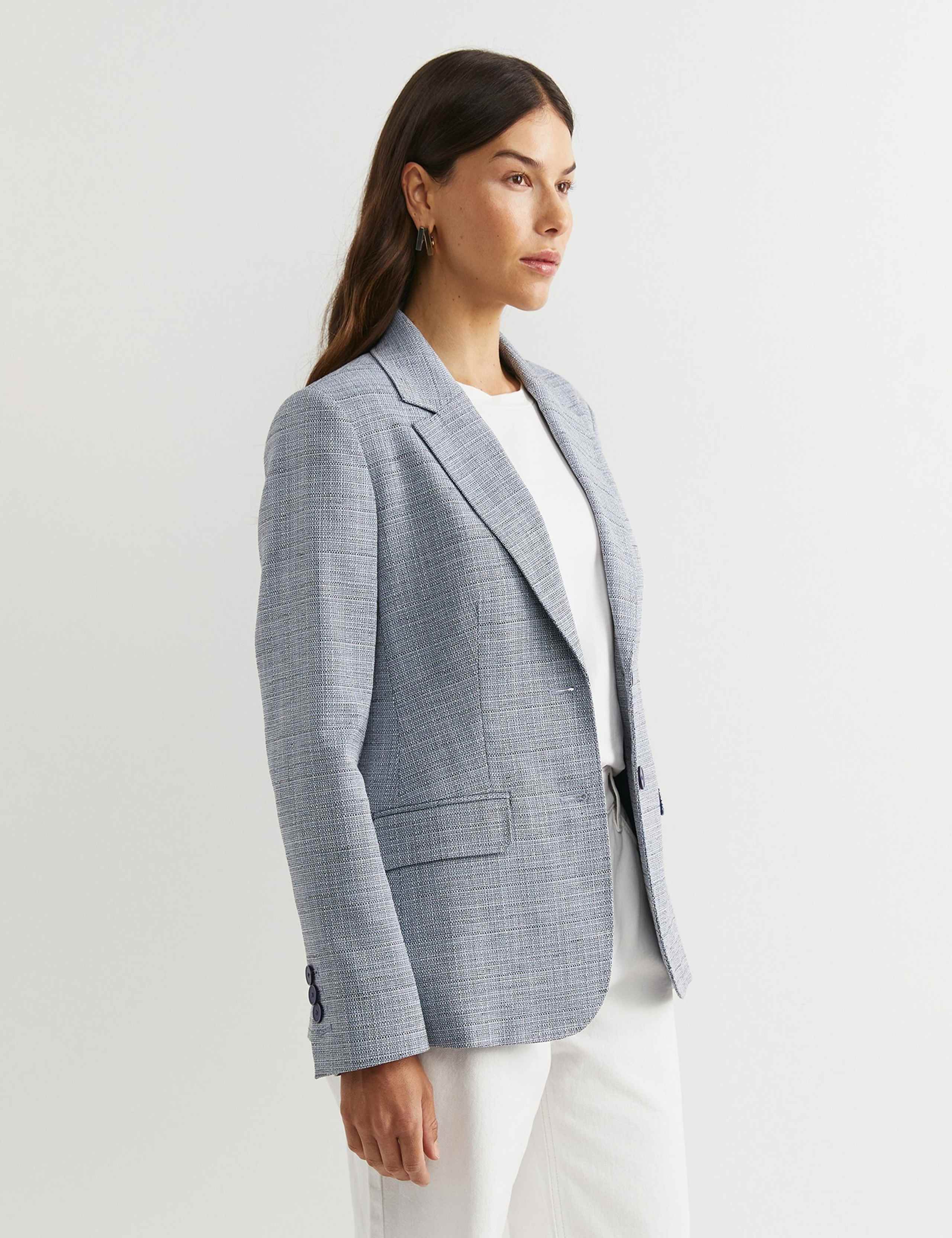 Tailored Textured Blazer with Linen 3 of 5