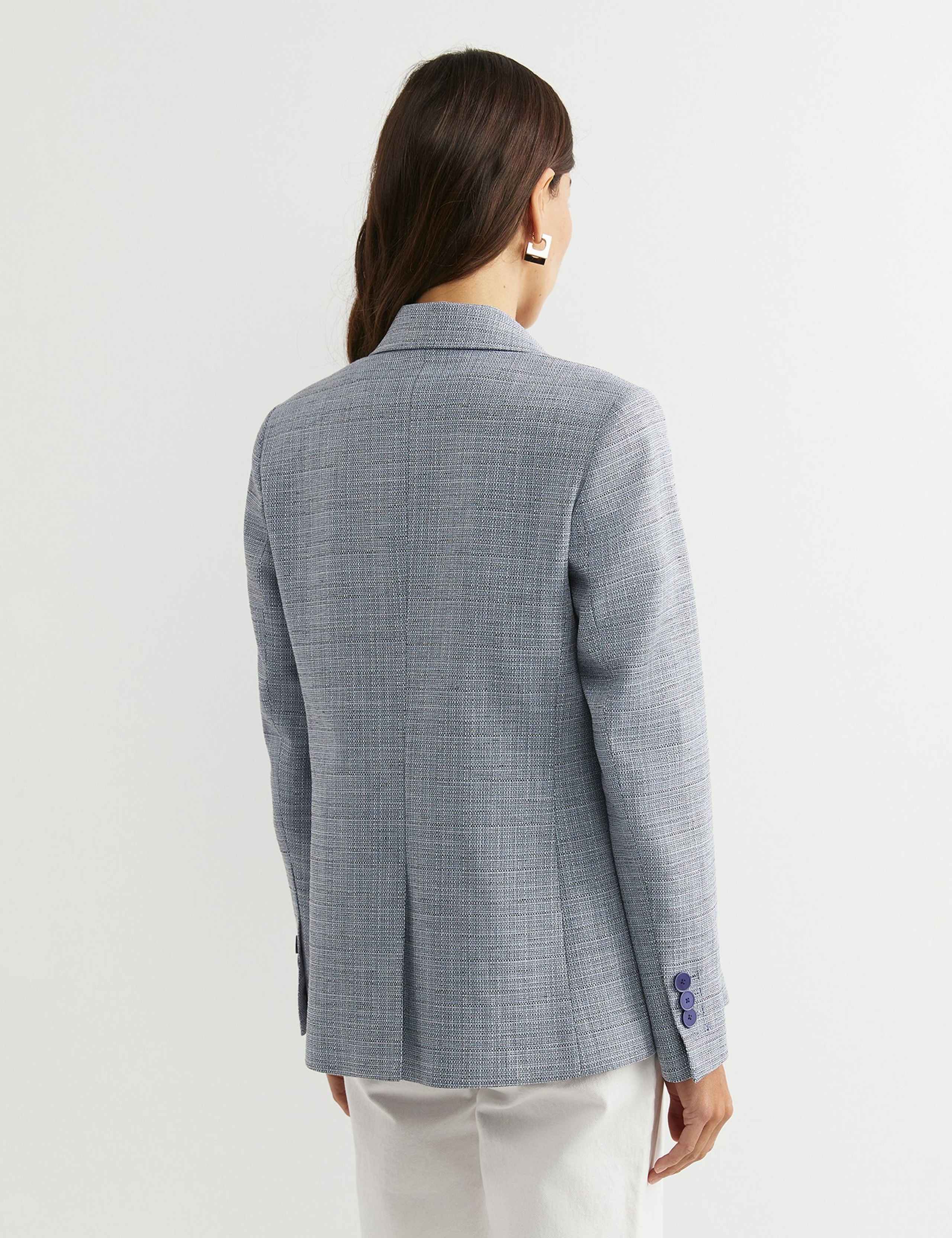 Tailored Textured Blazer with Linen 4 of 5