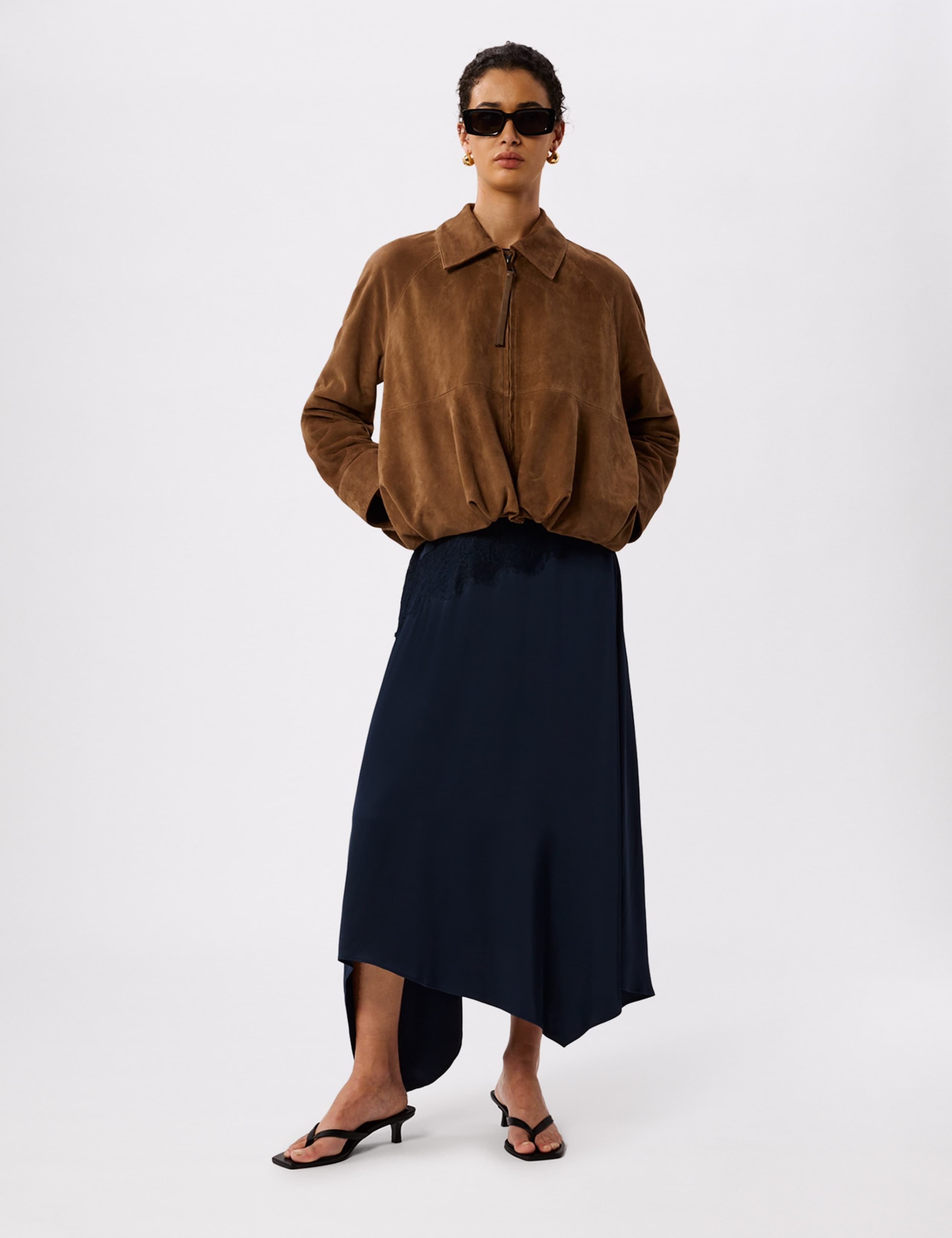 Lace Insert Crew Neck Midi Column Dress 3 of 4