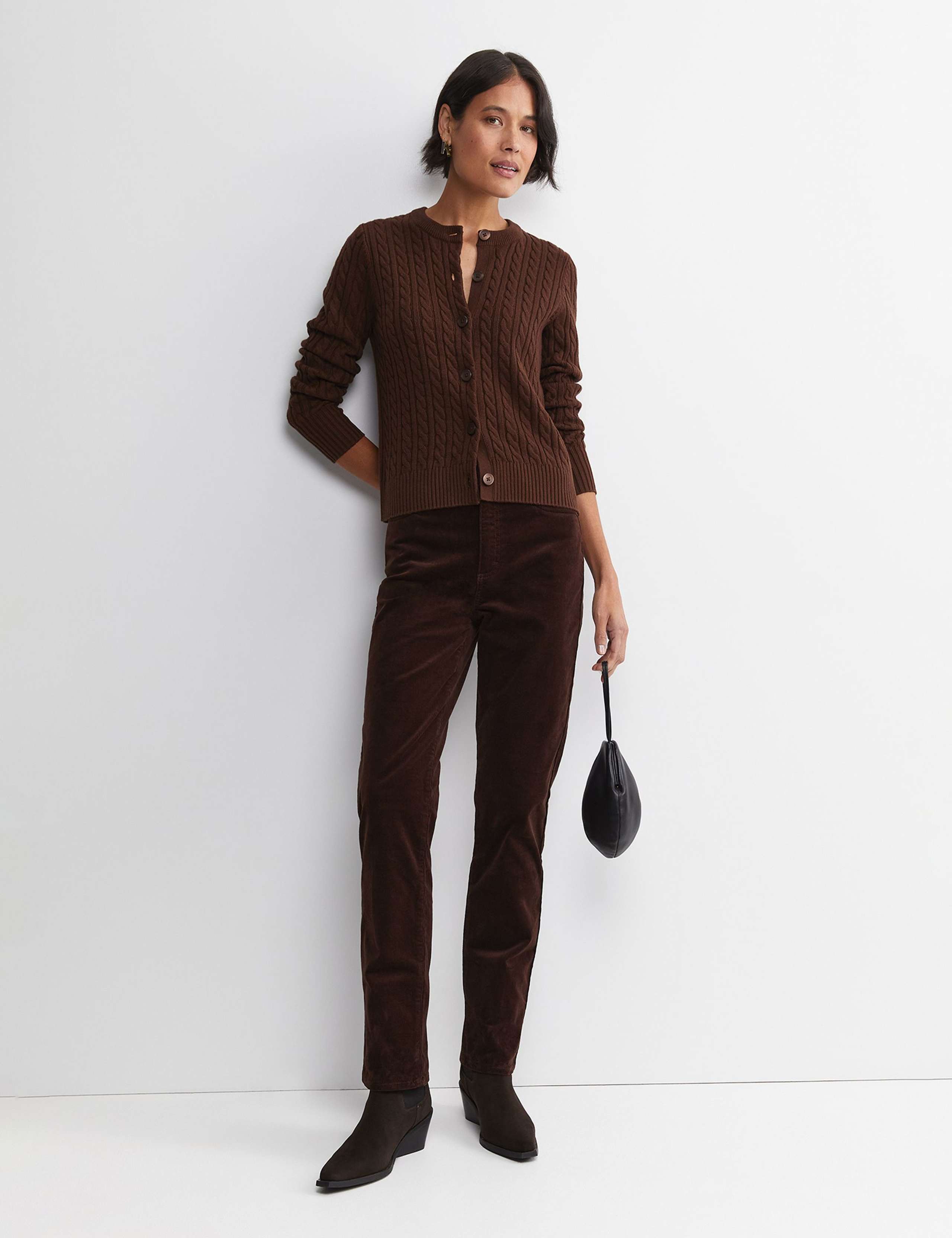 Merino Wool Blend Cable Knit Striped Cardigan 4 of 6