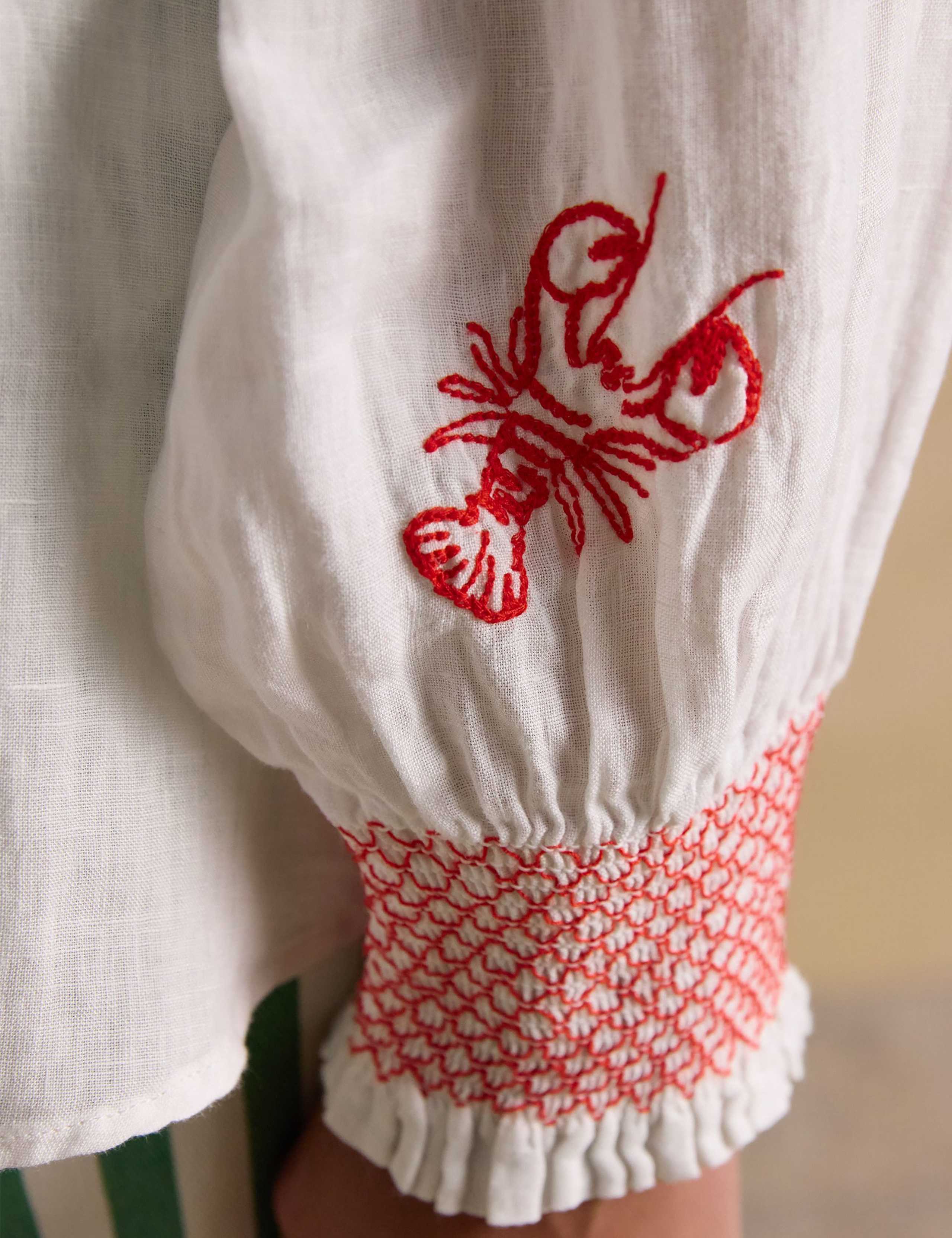 Pure Linen Embroidered Collared Shirt 8 of 9