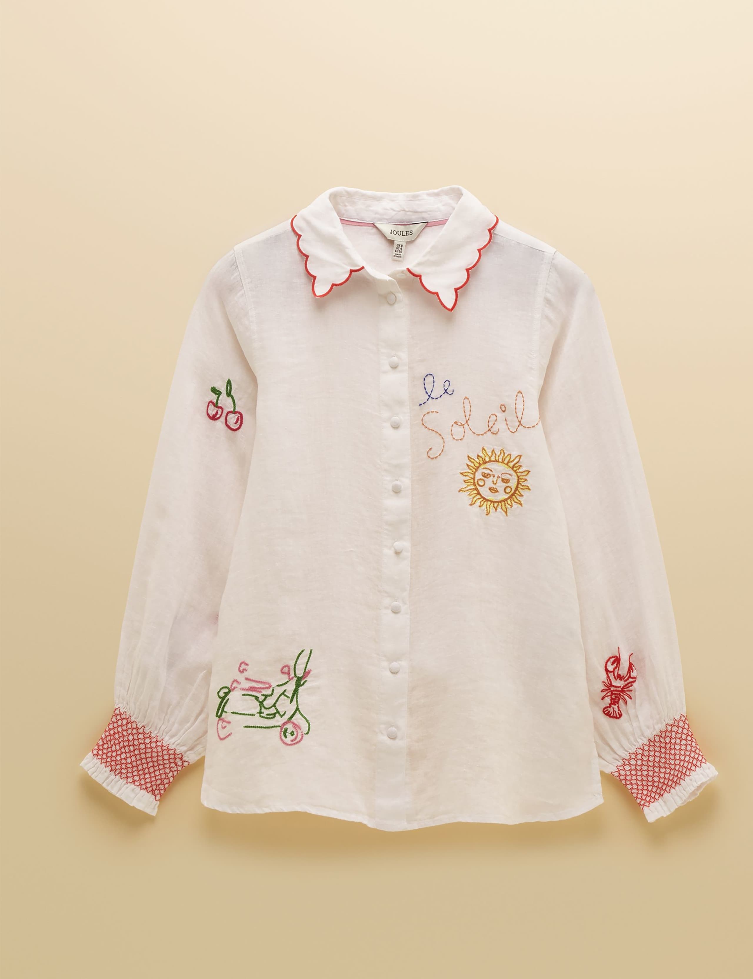 Pure Linen Embroidered Collared Shirt 2 of 9