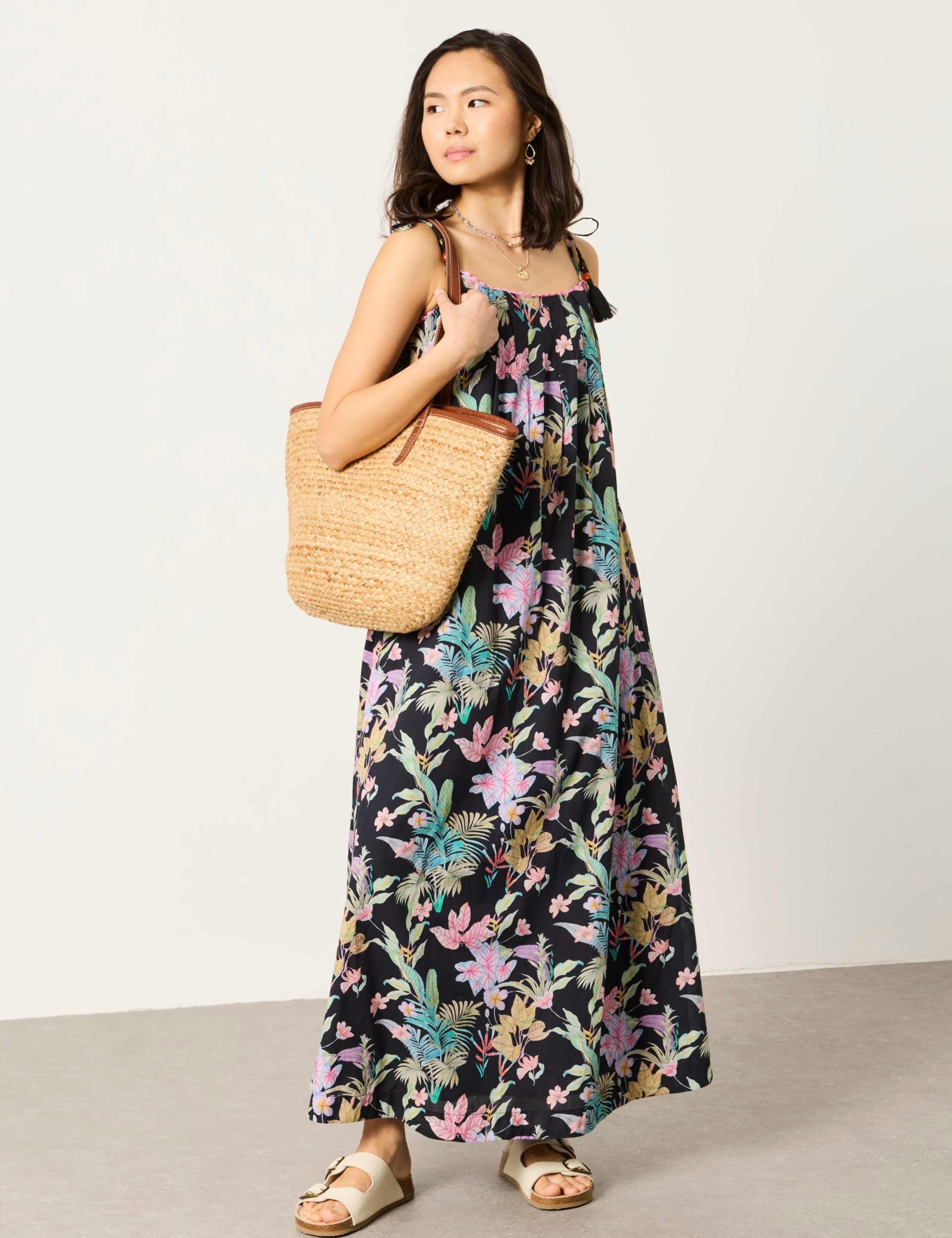 Bea Pure Cotton Tropical Print Maxi Dress 1 of 5