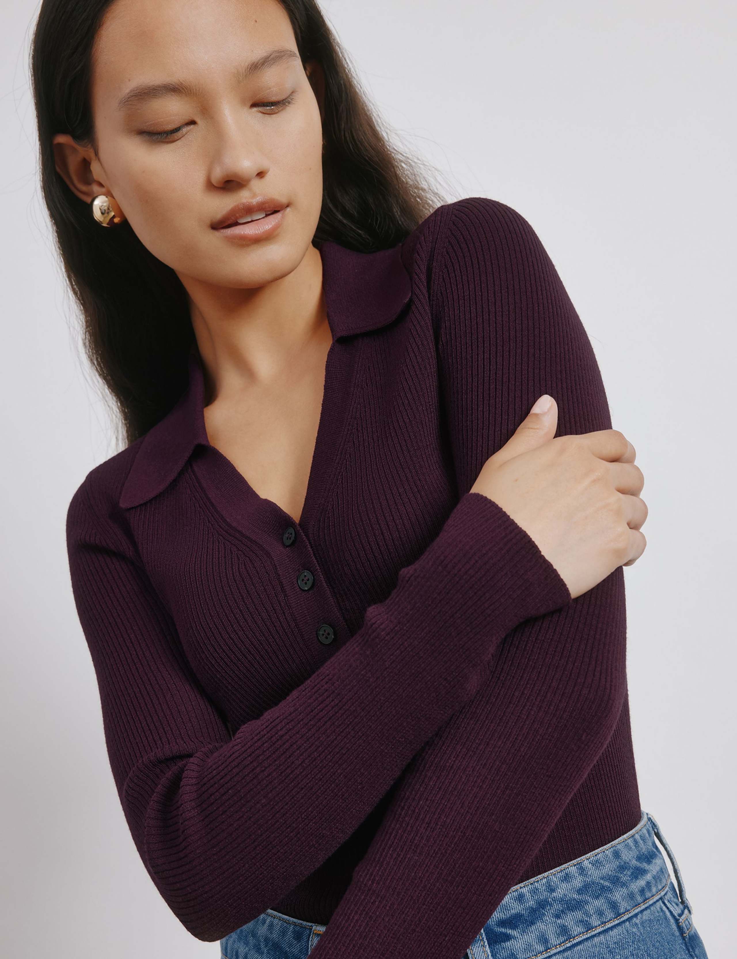Textured Collared Knitted Top 4 of 4