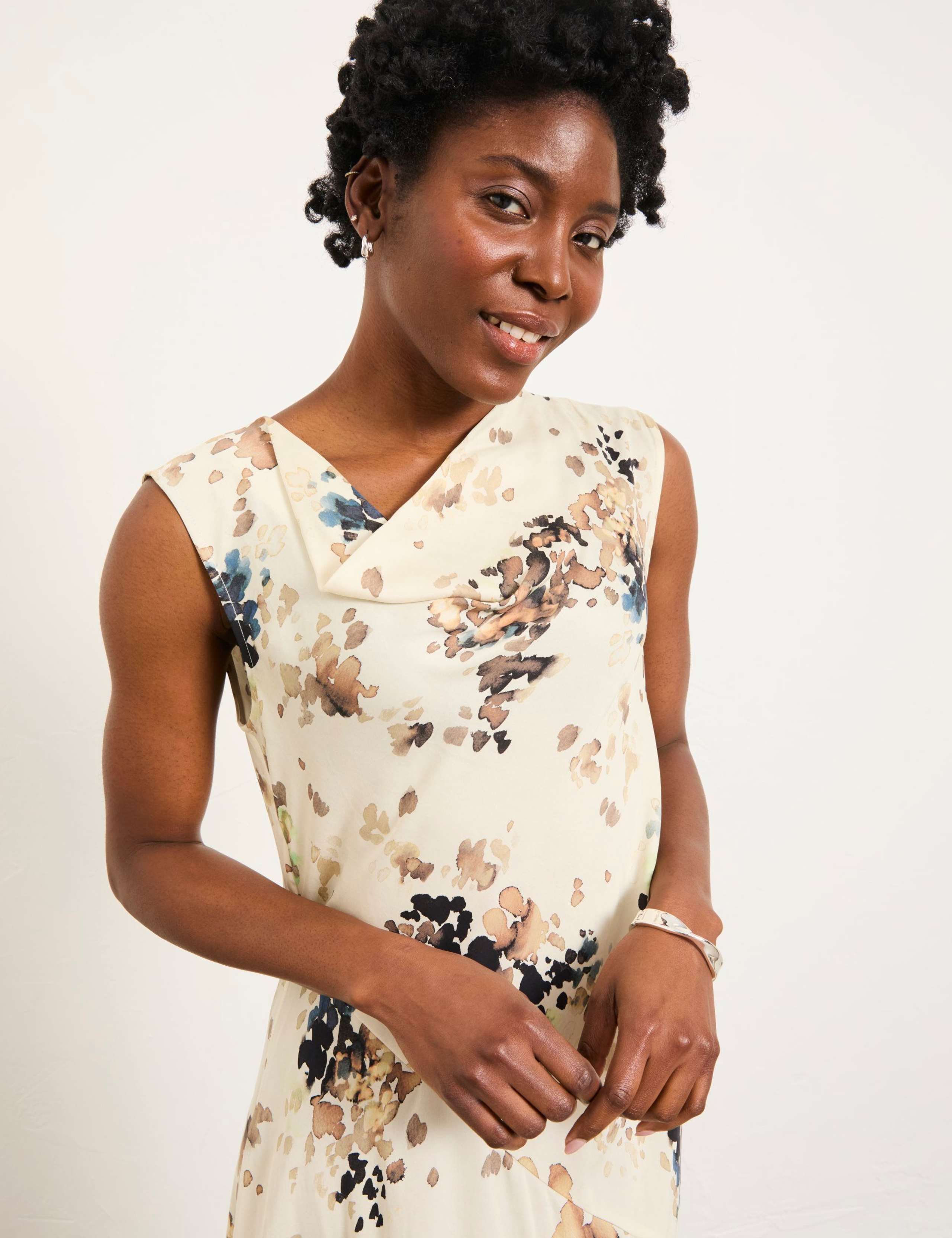 Floral Cowl Neck Midi Skater Dress 5 of 5