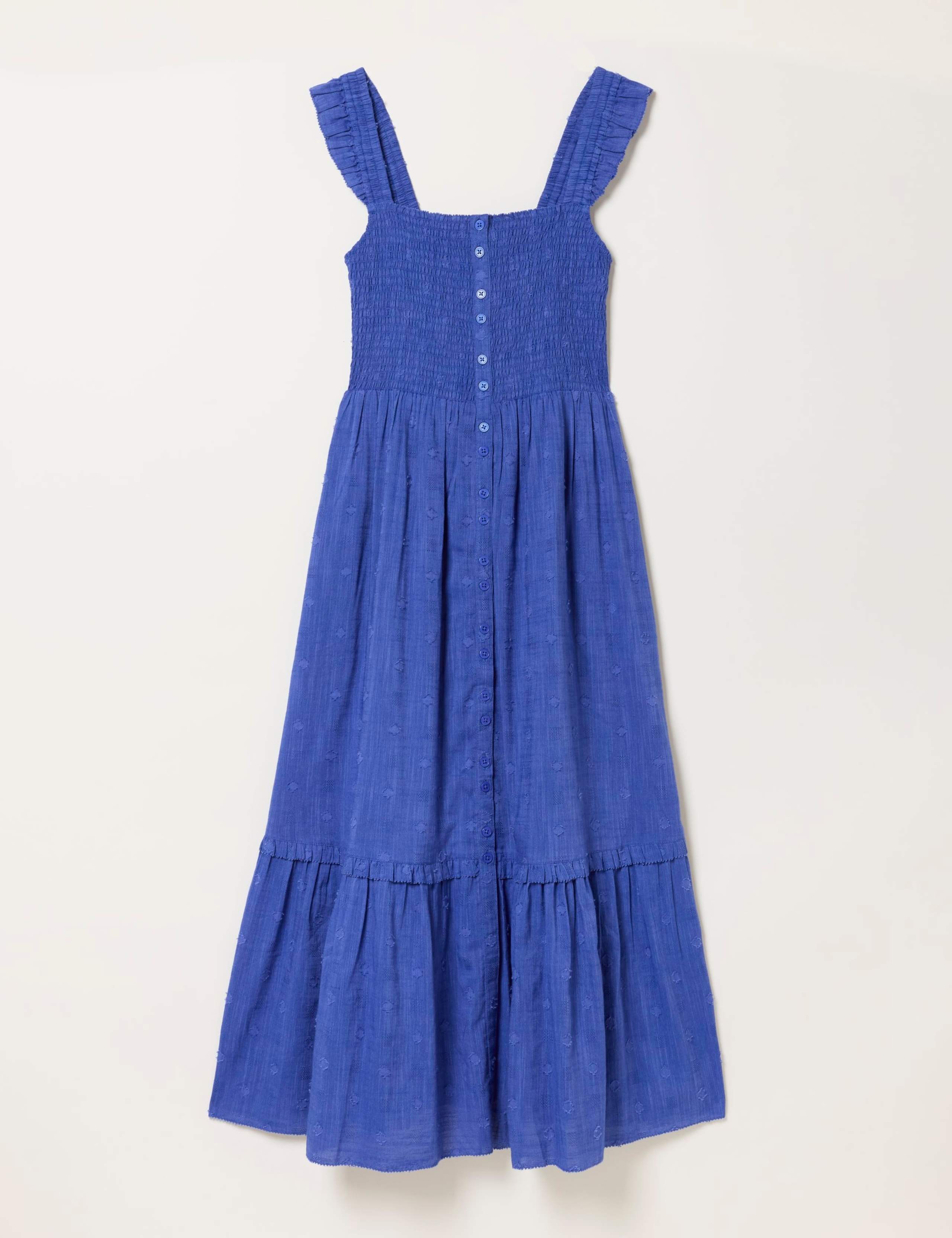 Cotton Blend Square Neck Midi Tiered Dress 2 of 6