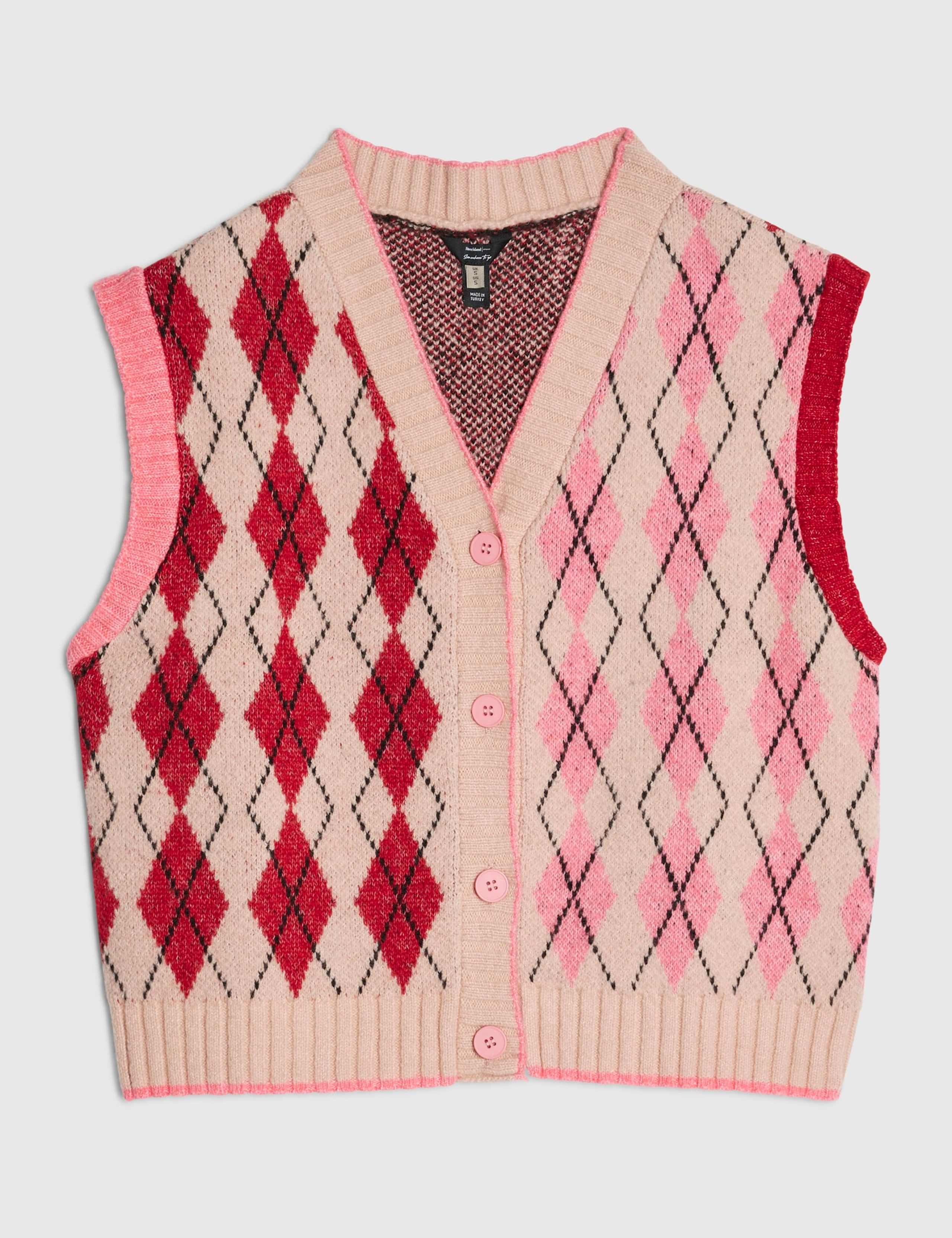 Argyle V-Neck Knitted Vest 2 of 6