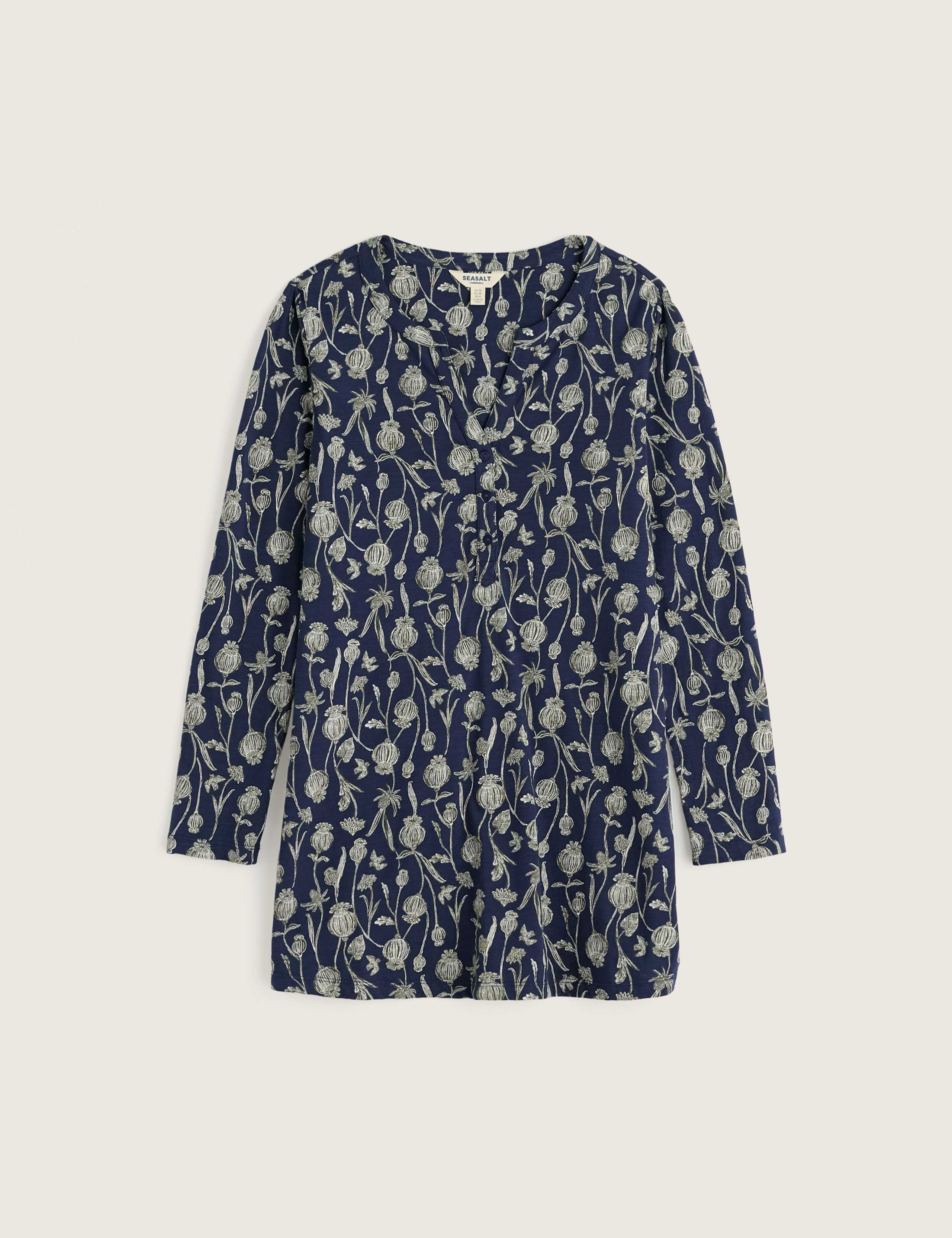 Pure Cotton Floral Notch Neck Tunic 2 of 5