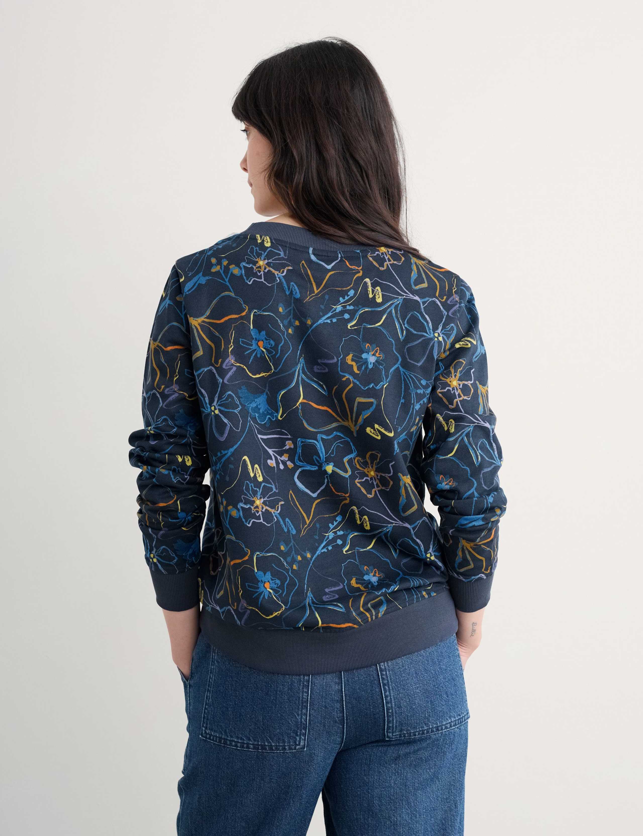 Pure Cotton Floral Crew Neck Sweatshirt 3 of 5