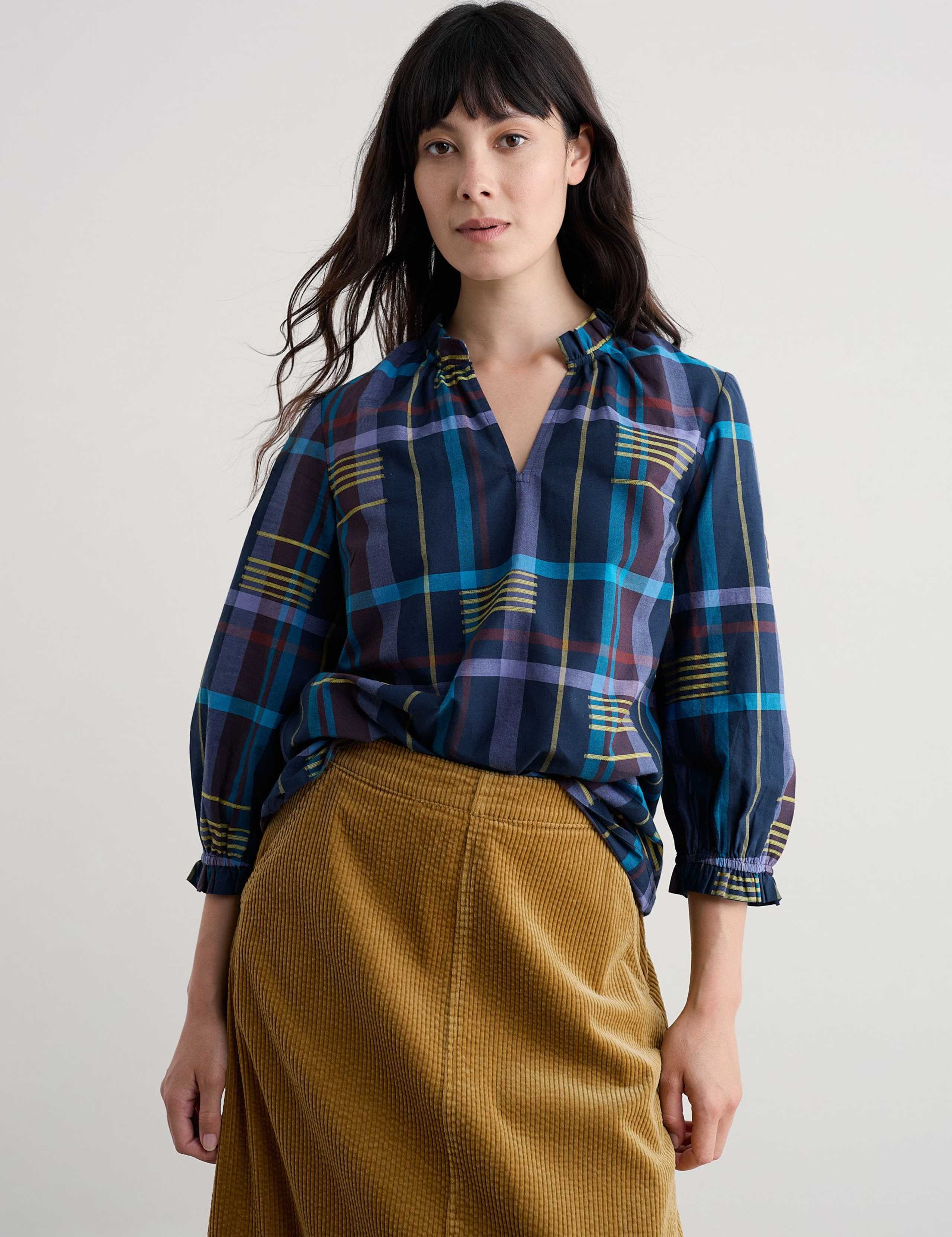 Pure Cotton Checked Relaxed Blosue 1 of 5