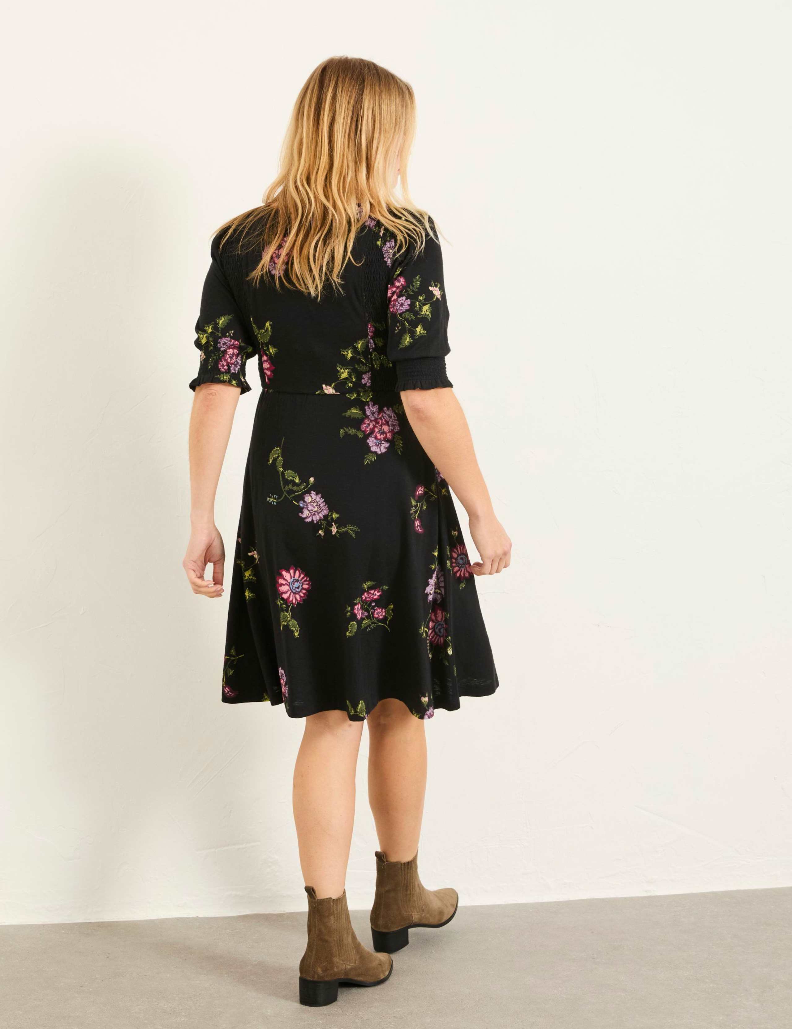 Cotton Rich Floral Mini Waisted Dress 3 of 7