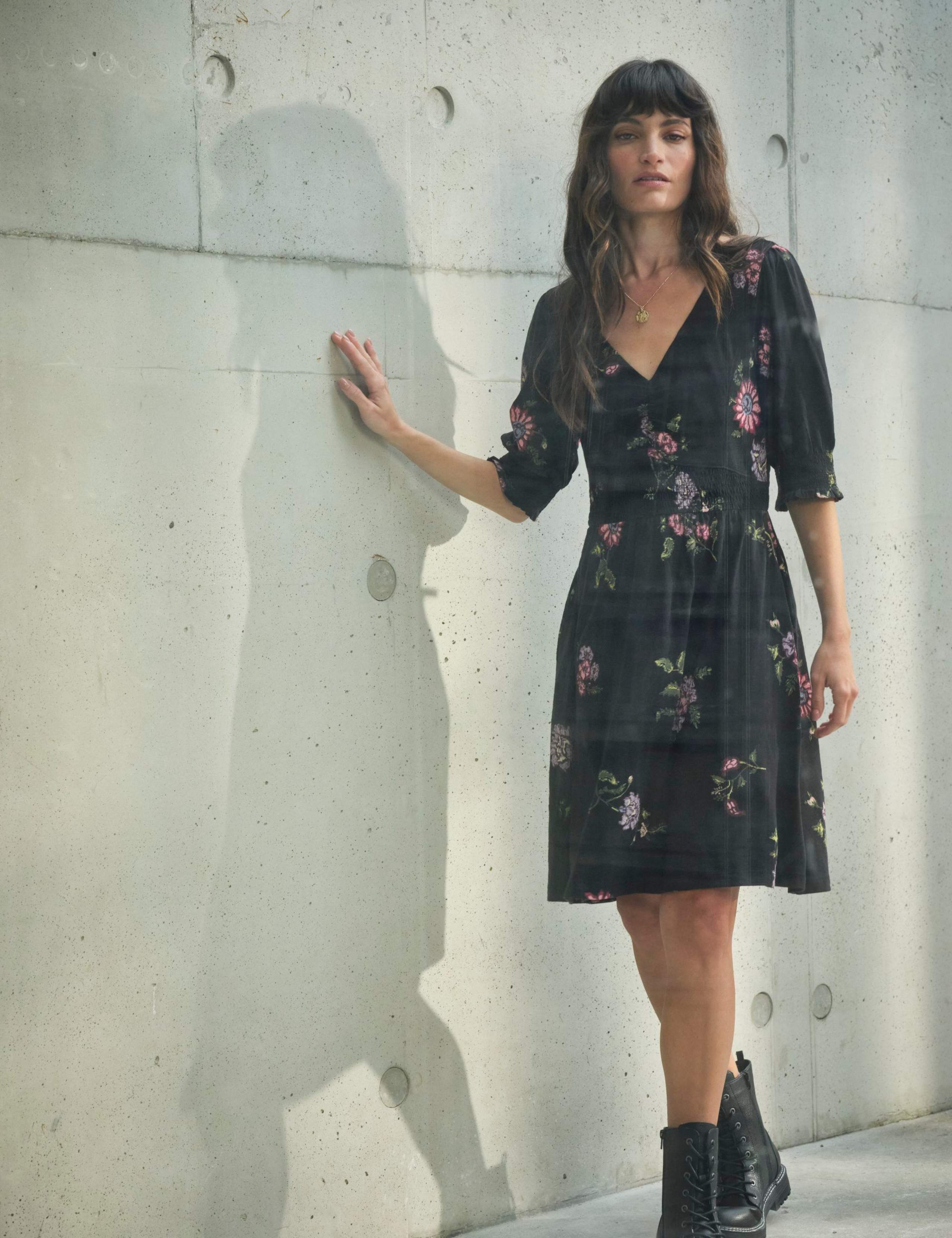 Cotton Rich Floral Mini Waisted Dress 5 of 7