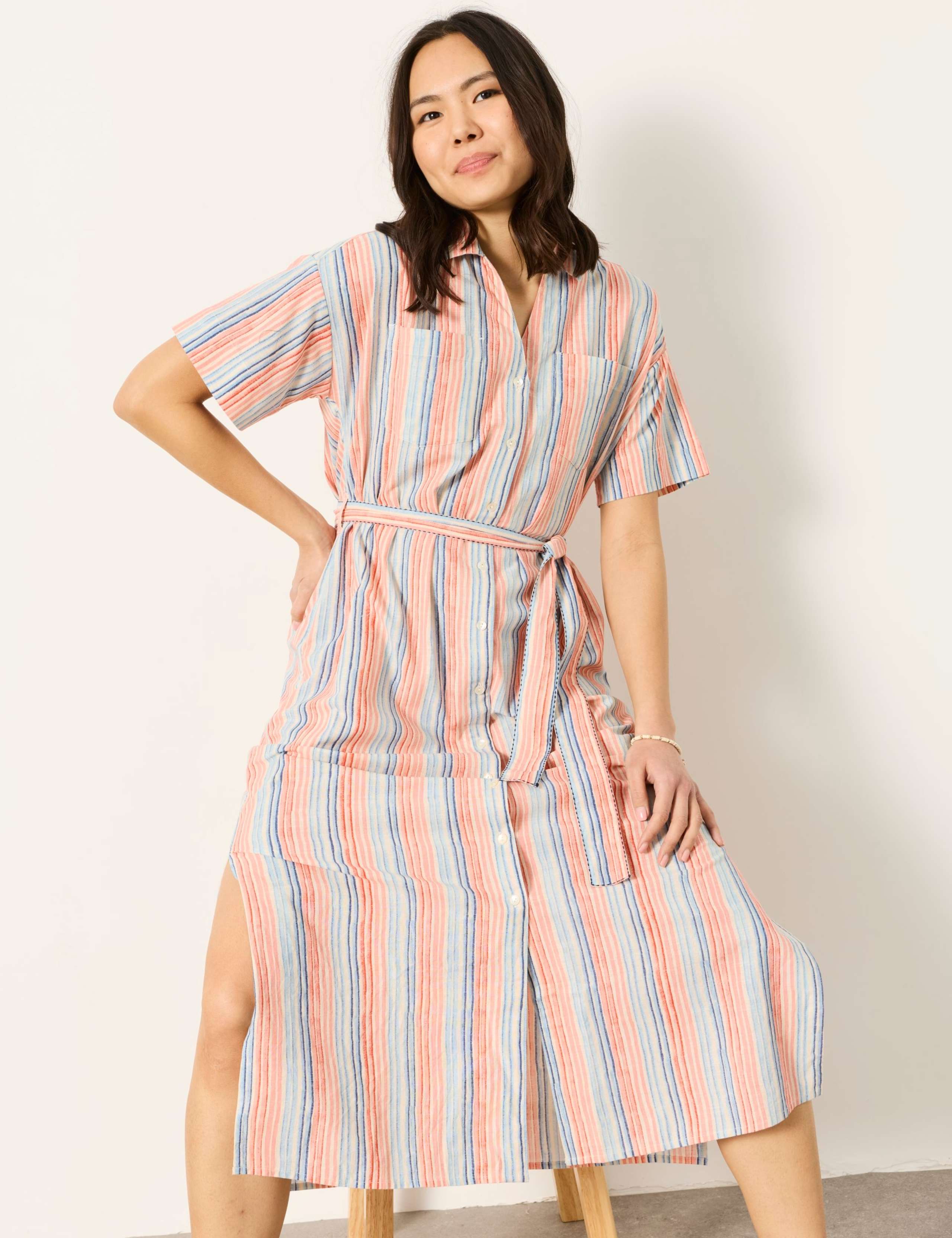 Susie Pure Cotton Striped Midi Shirt Dress 4 of 5
