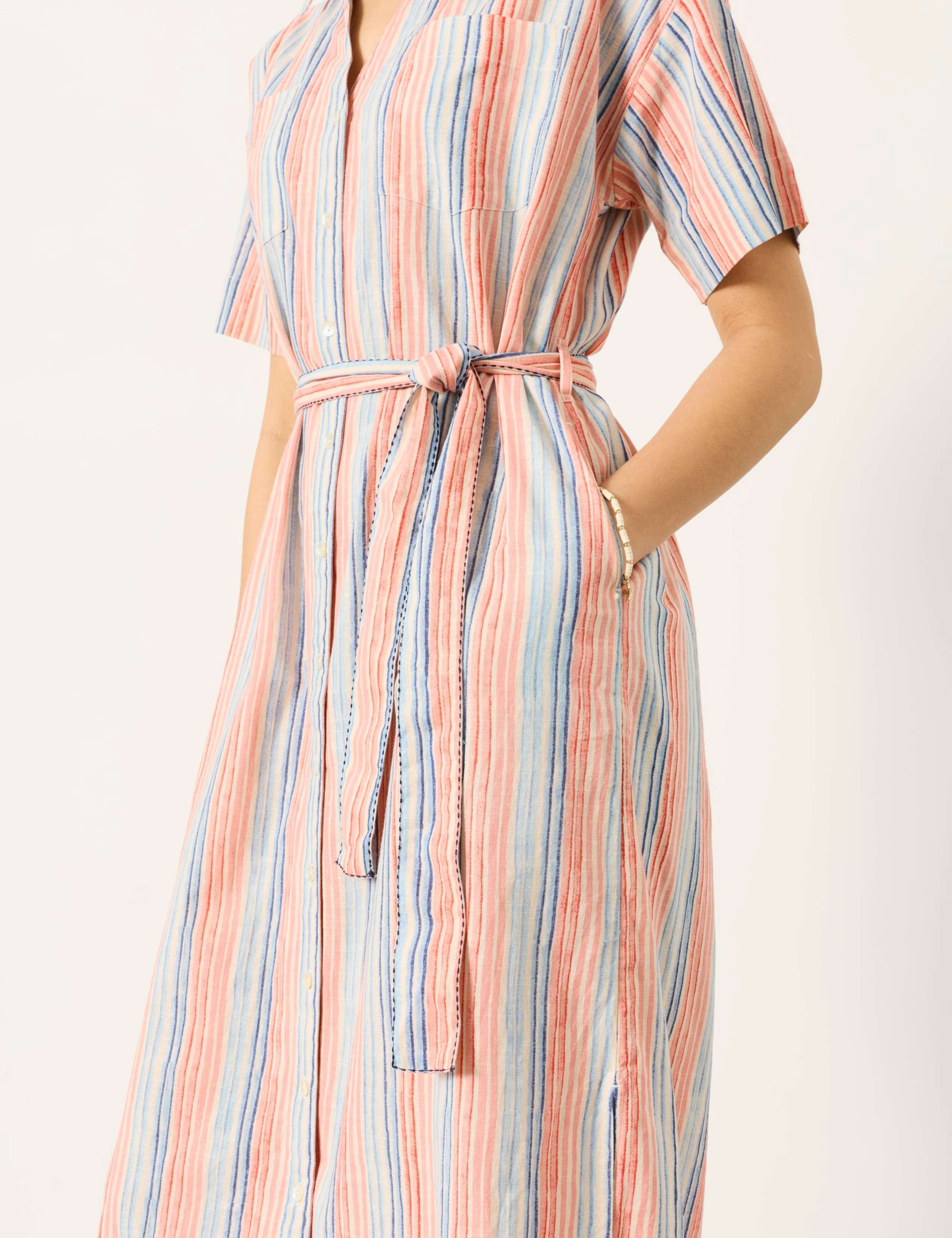 Susie Pure Cotton Striped Midi Shirt Dress 5 of 5