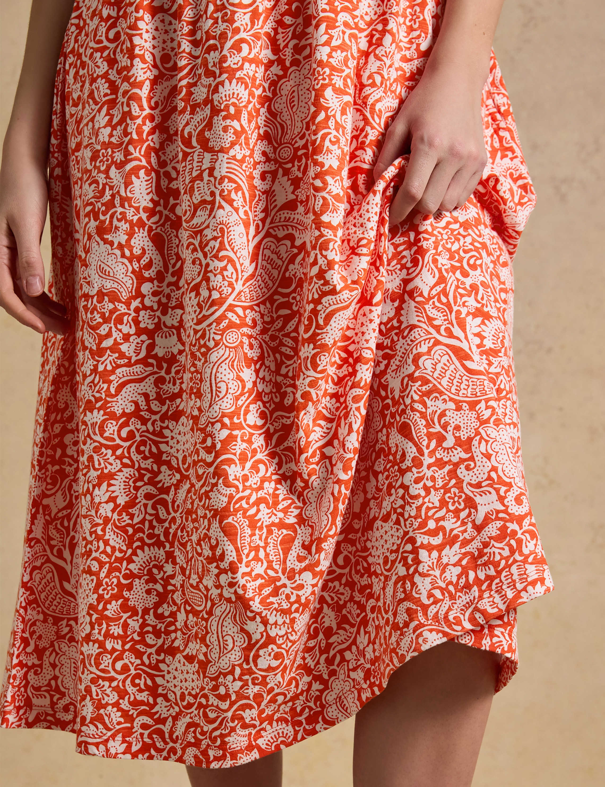 Pure Cotton Floral Midi Waisted Dress 4 of 8