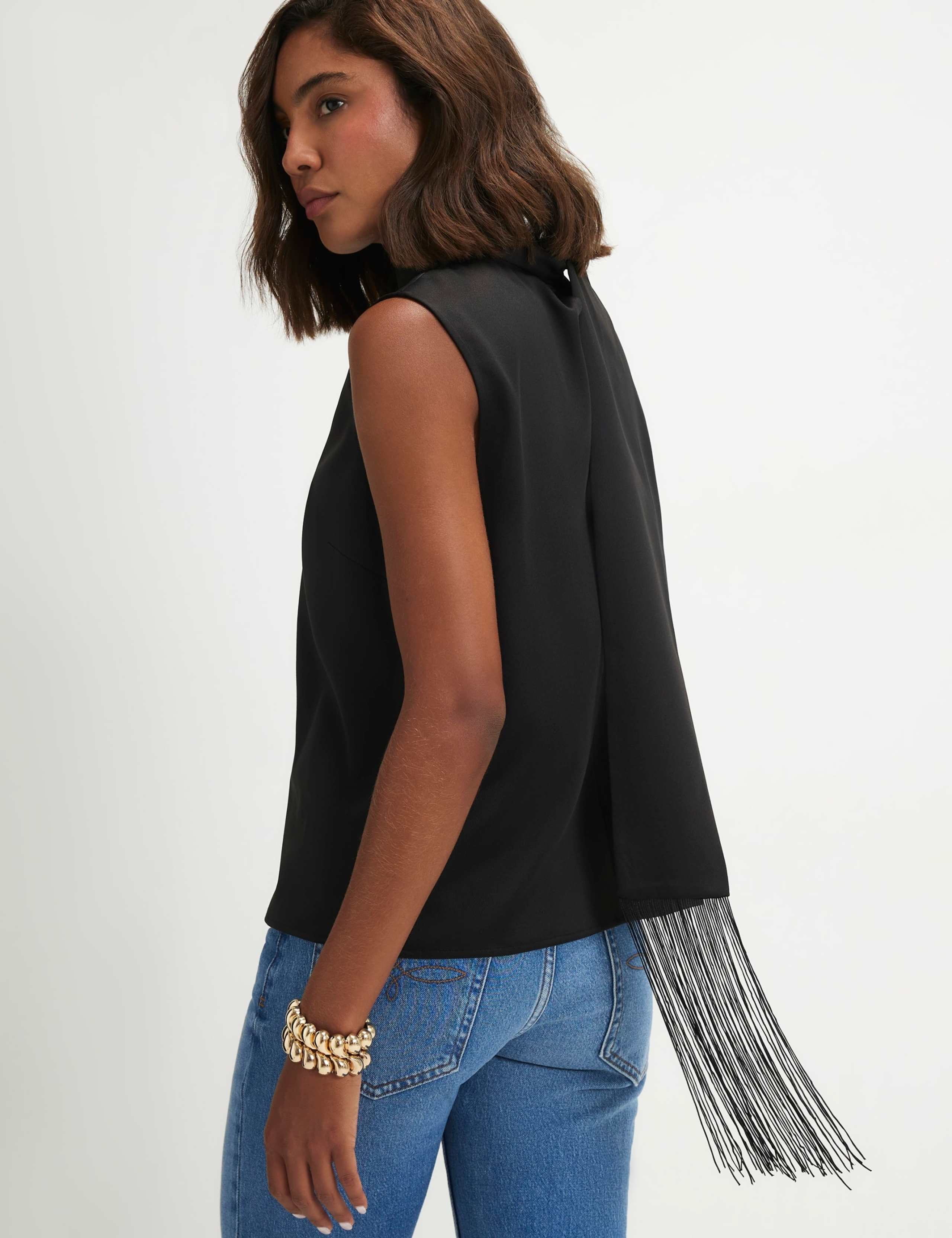 Fringed Scarf Neck Tank Top 2 of 5