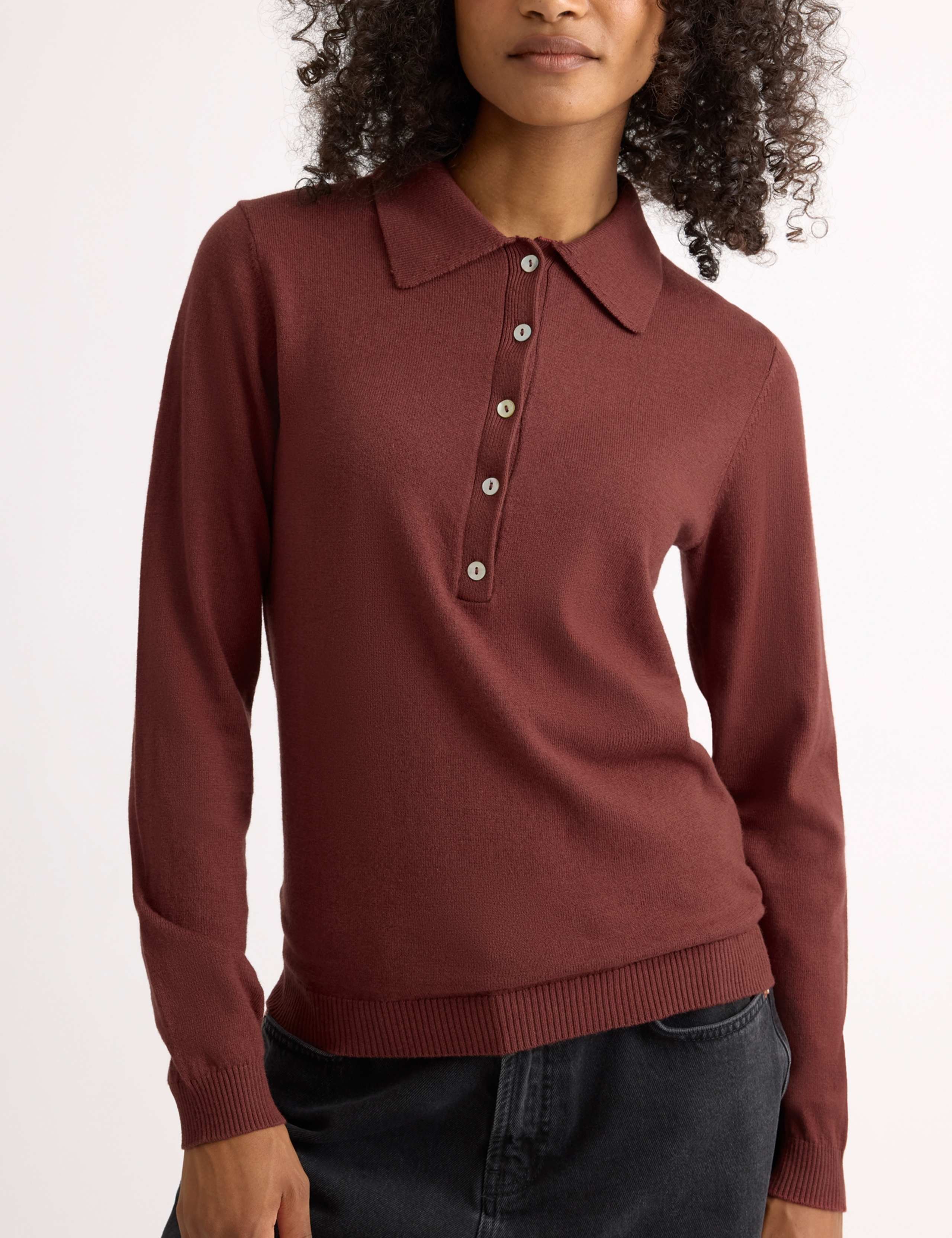 Cotton Blend Textured Top with Wool 3 of 5