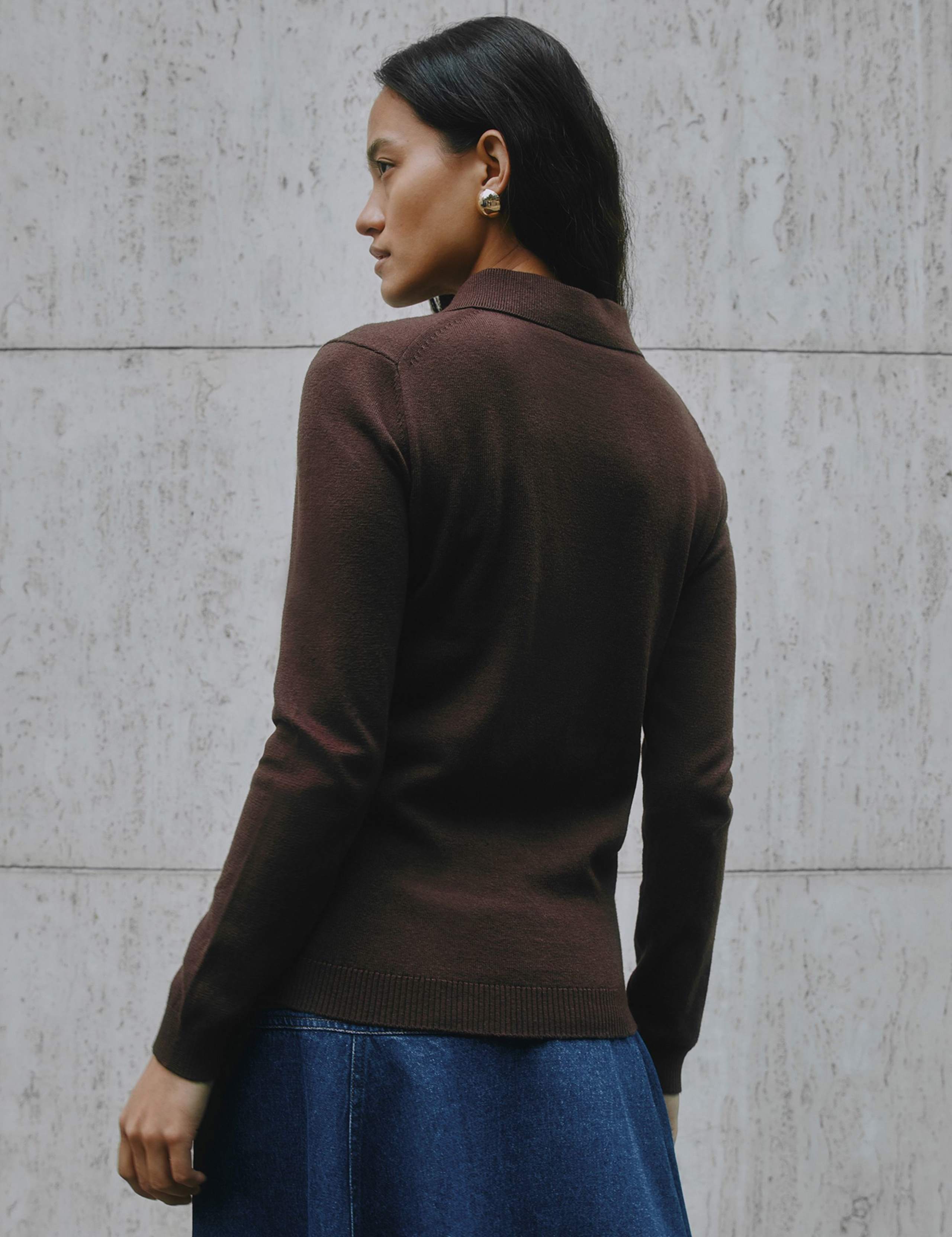 Cotton Blend Textured Top with Wool 3 of 4