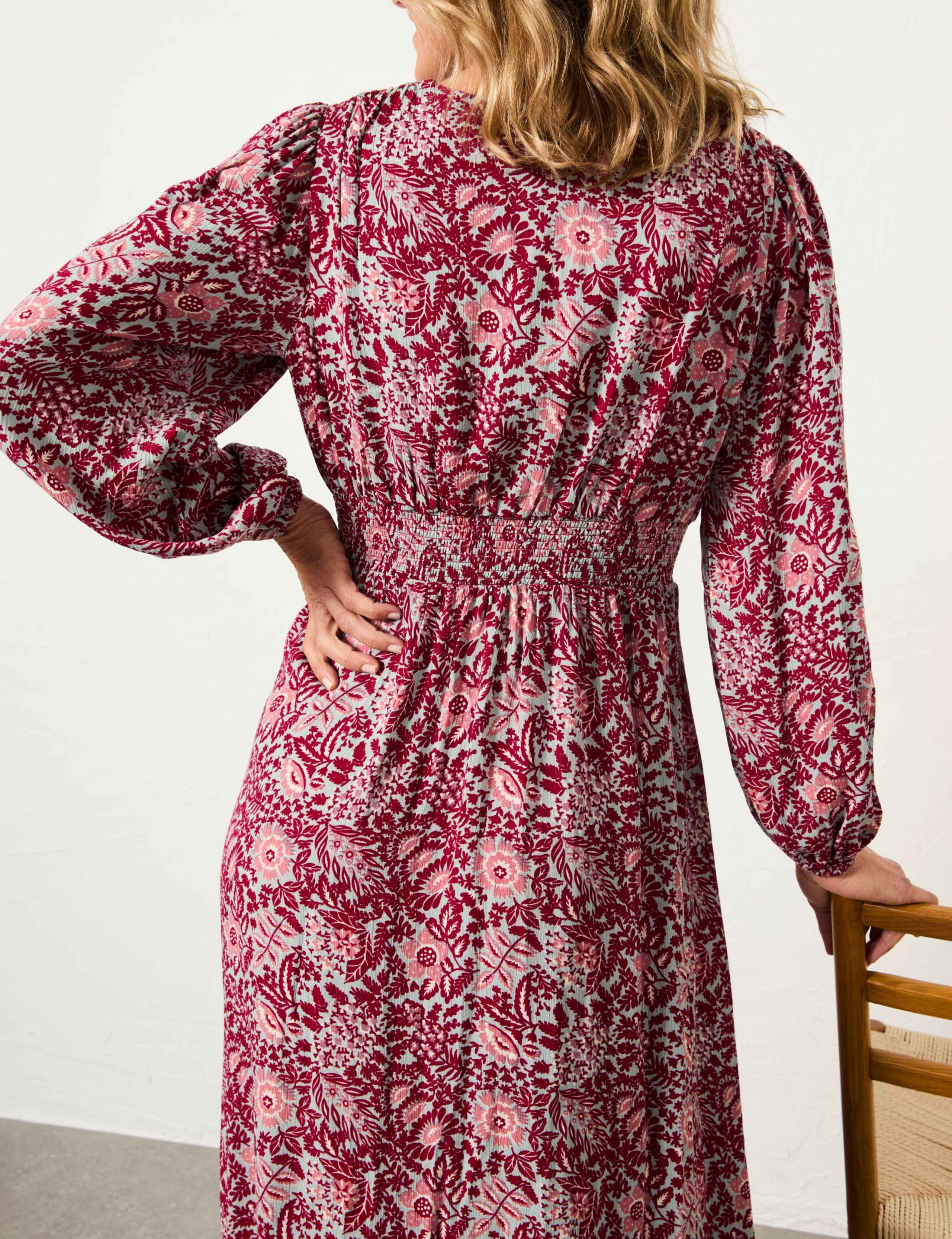 Floral V-Neck Midi Tea Dress 3 of 7