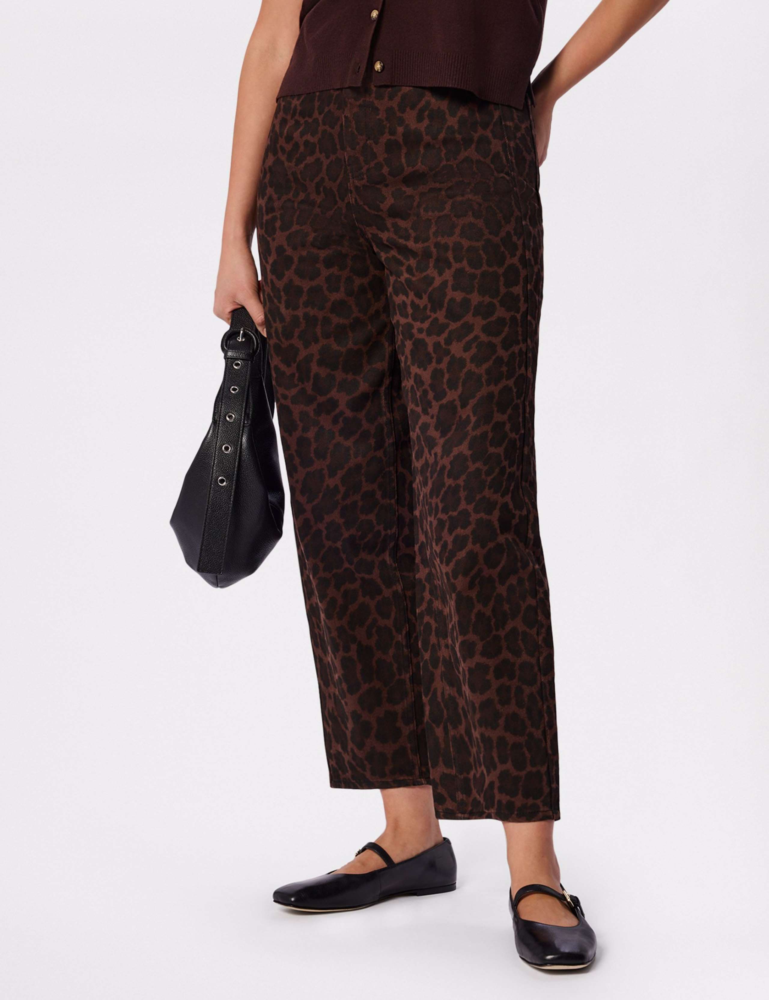 Leopard Print Barrel Cropped Jeans 3 of 6