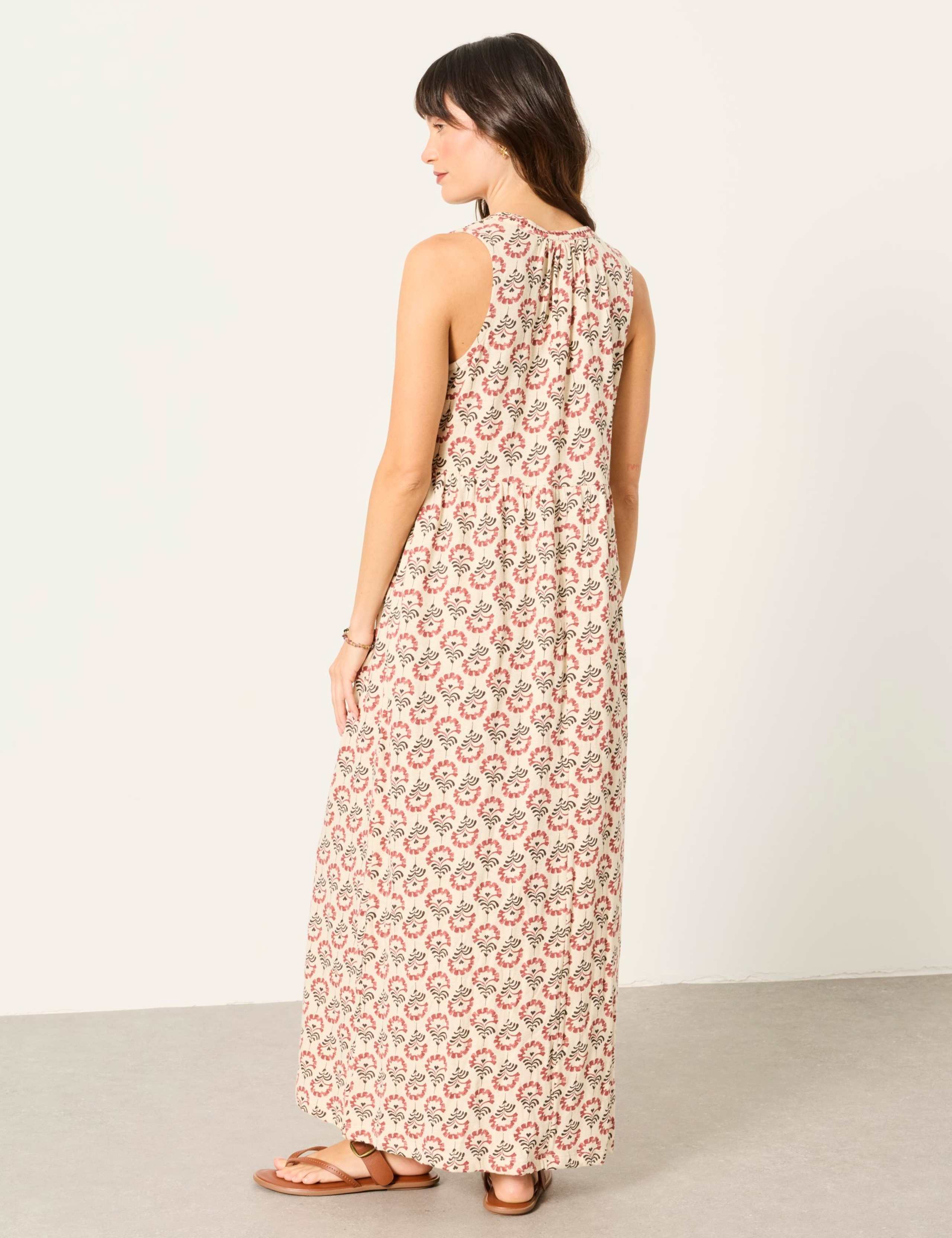 Linen Rich Jersey Floral V-Neck Maxi Dress 3 of 5