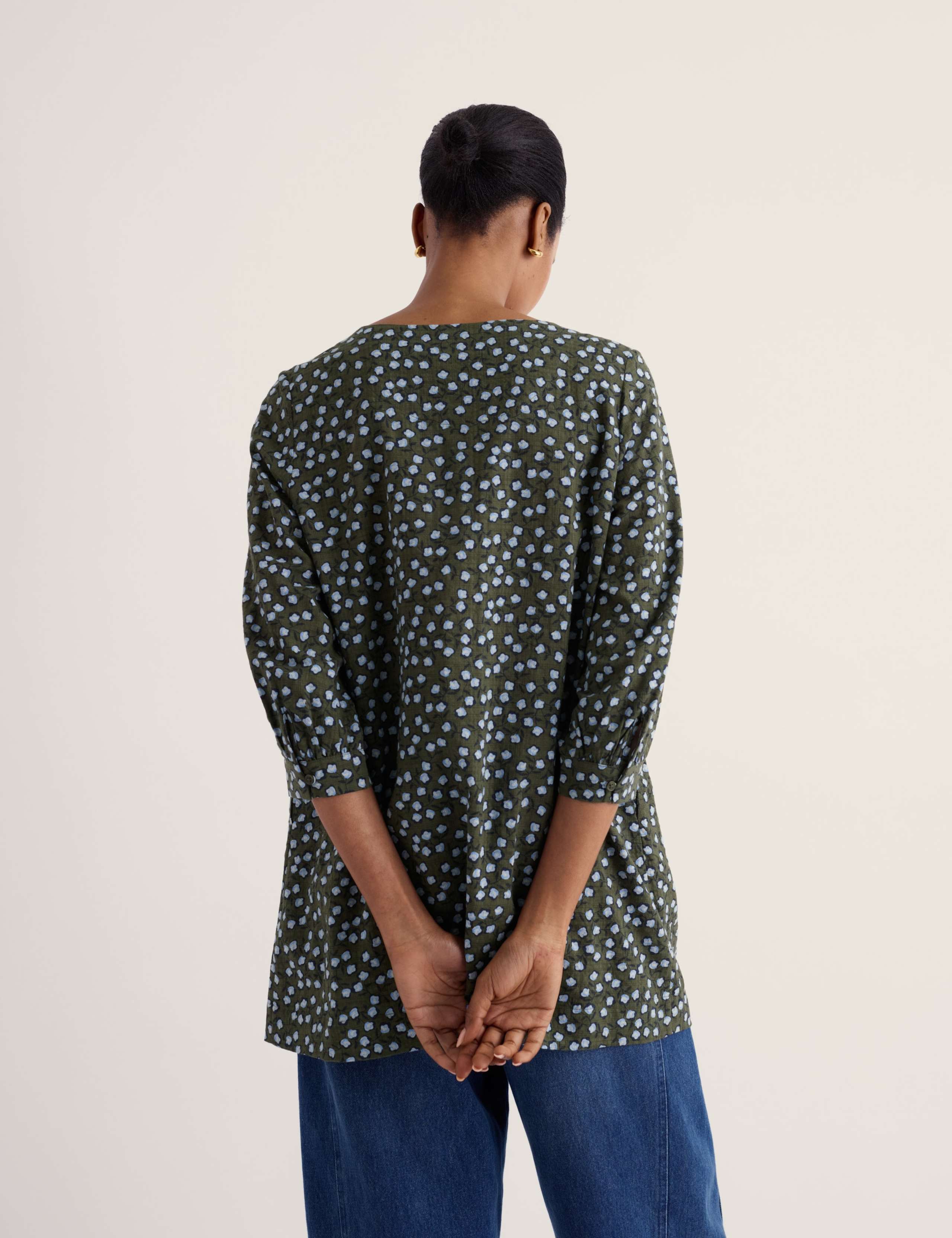 Cotton Rich Floral Pintuck Tunic 3 of 5