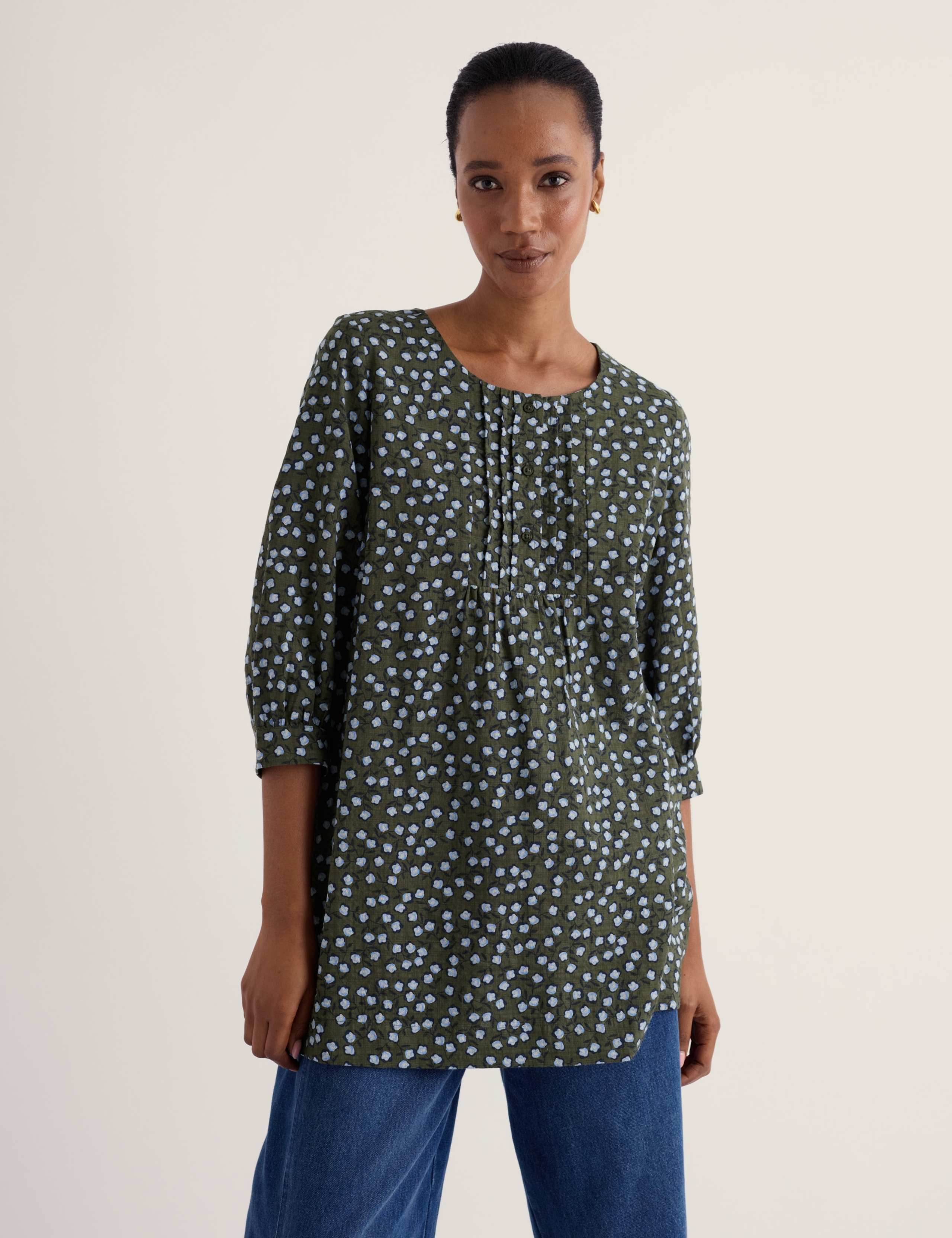 Cotton Rich Floral Pintuck Tunic 5 of 5