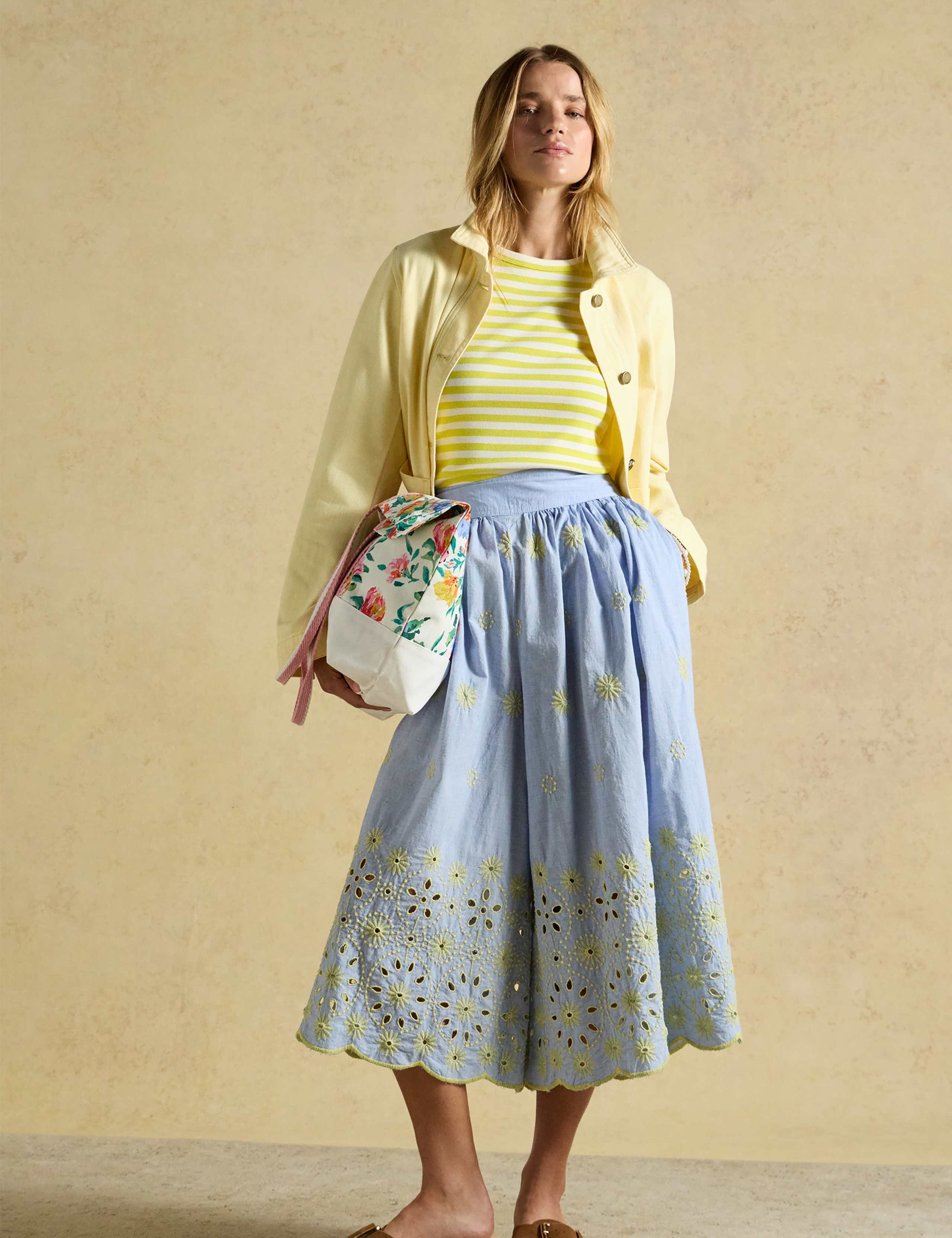 Pure Cotton Broderie Wide Leg Trousers 3 of 6