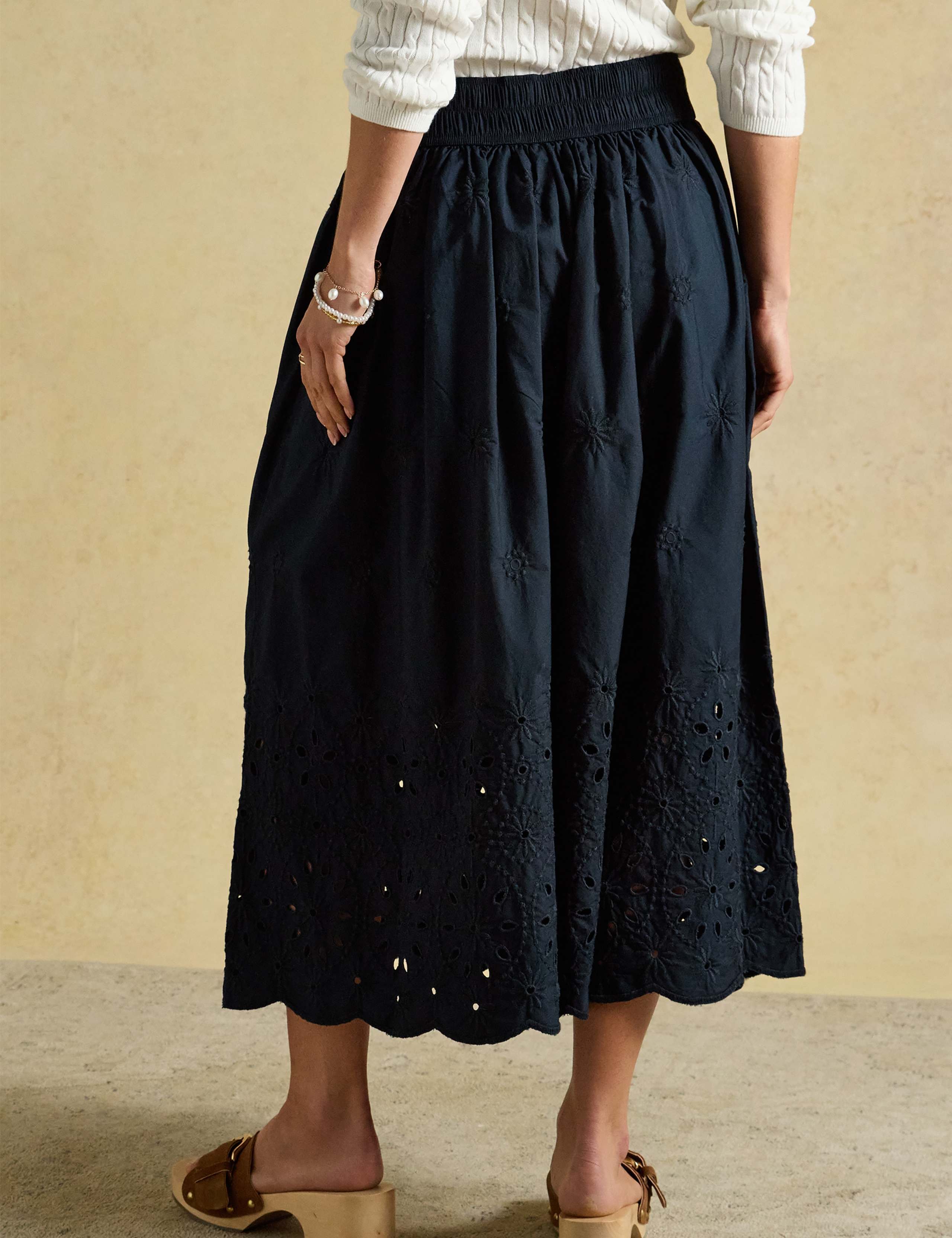Pure Cotton Broderie Wide Leg Trousers 8 of 8