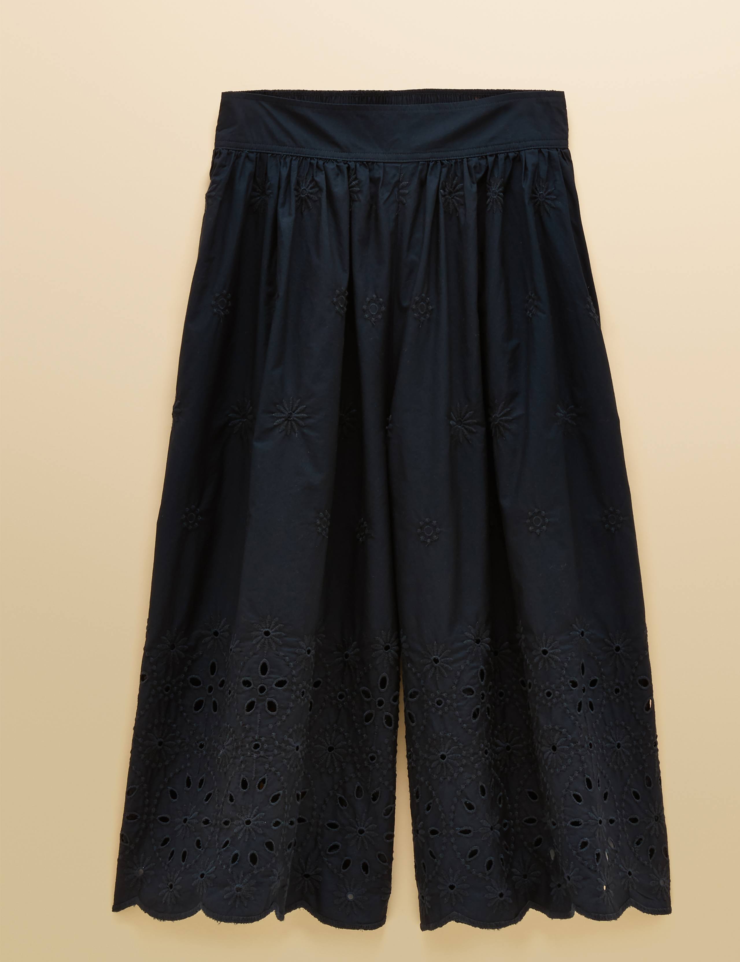 Pure Cotton Broderie Wide Leg Trousers 2 of 8