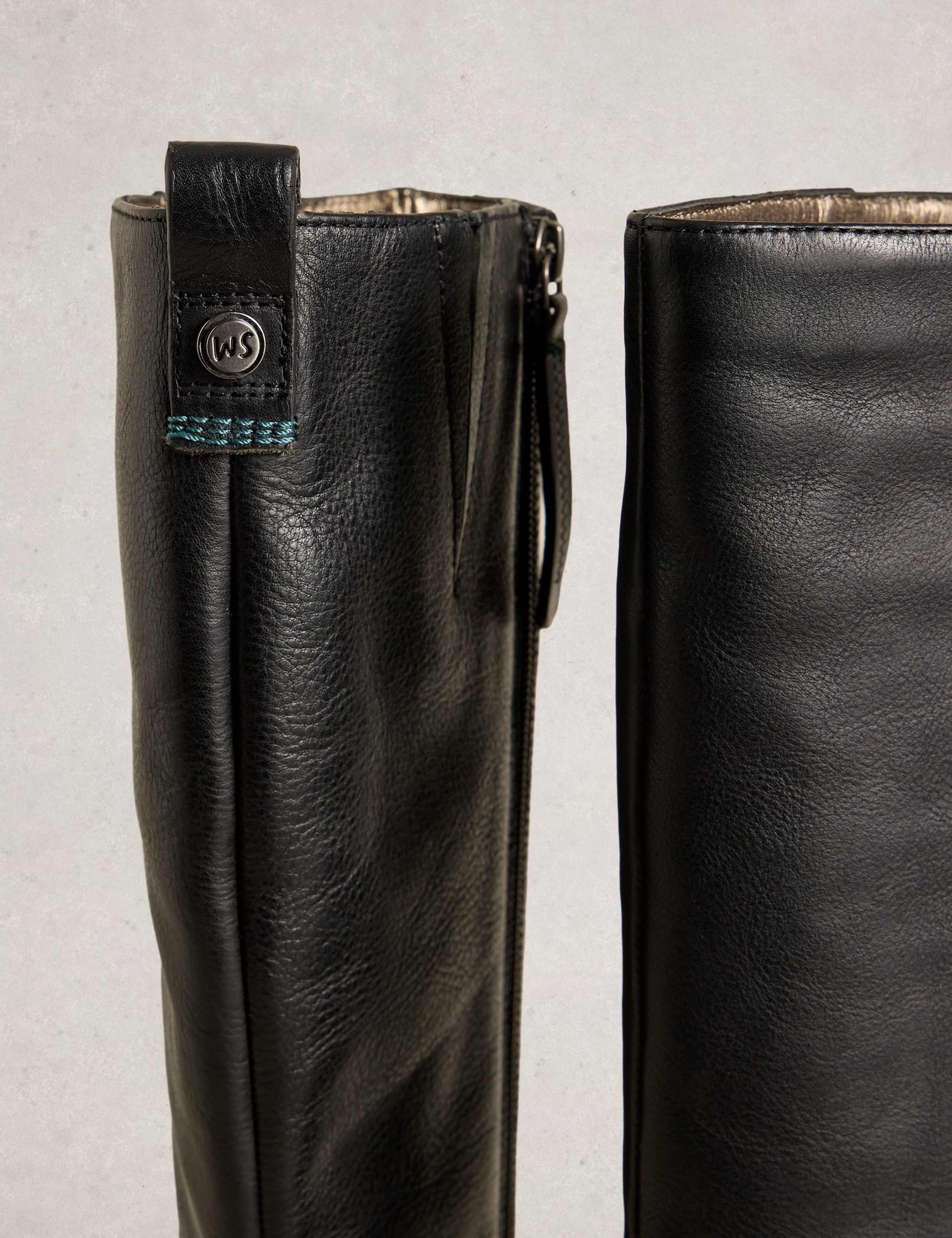 Wide Fit Leather Block Heel Knee High Boots 4 of 4